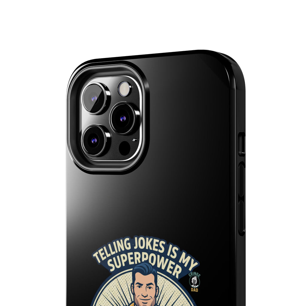 Telling Jokes Is My Superpower Phone Case | Humorous Man Illustration