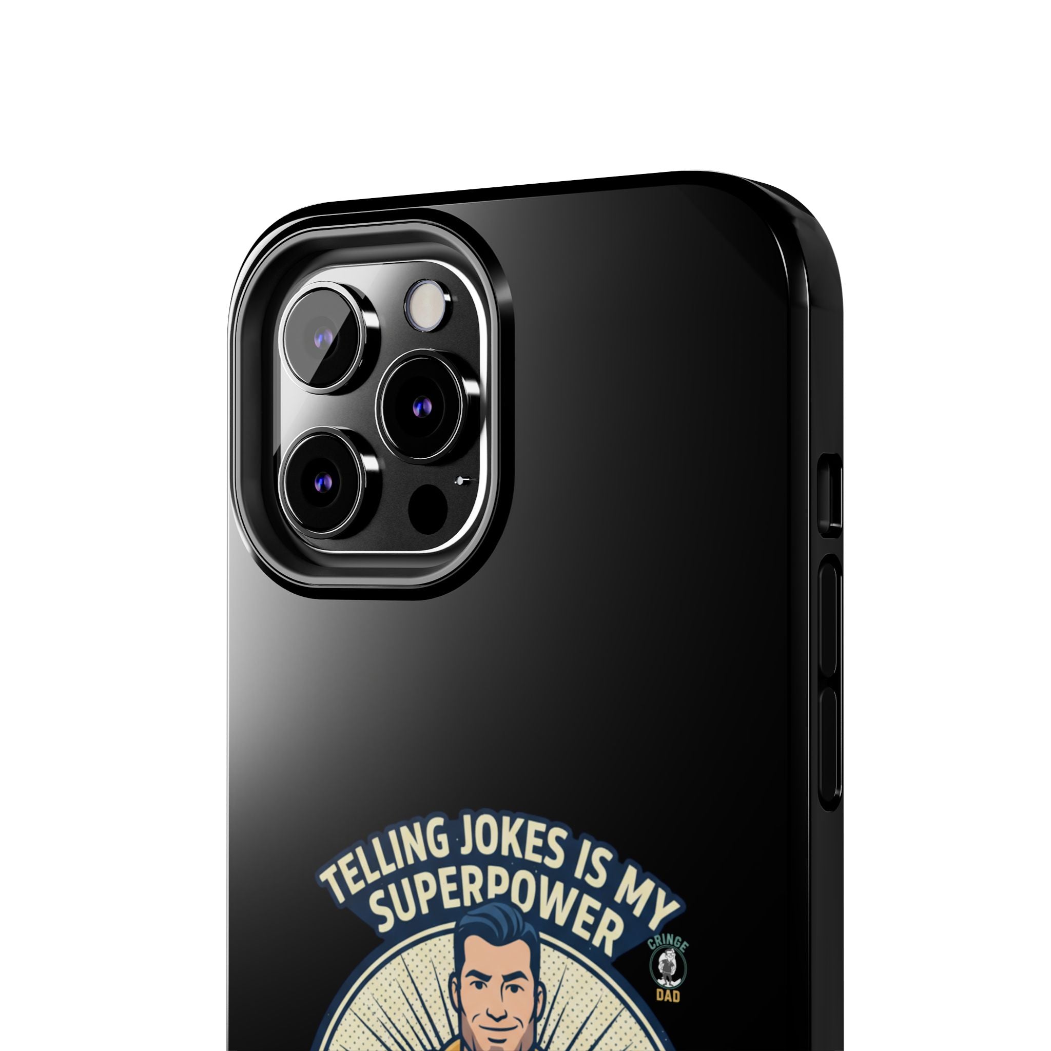 Telling Jokes Is My Superpower Phone Case | Humorous Man Illustration