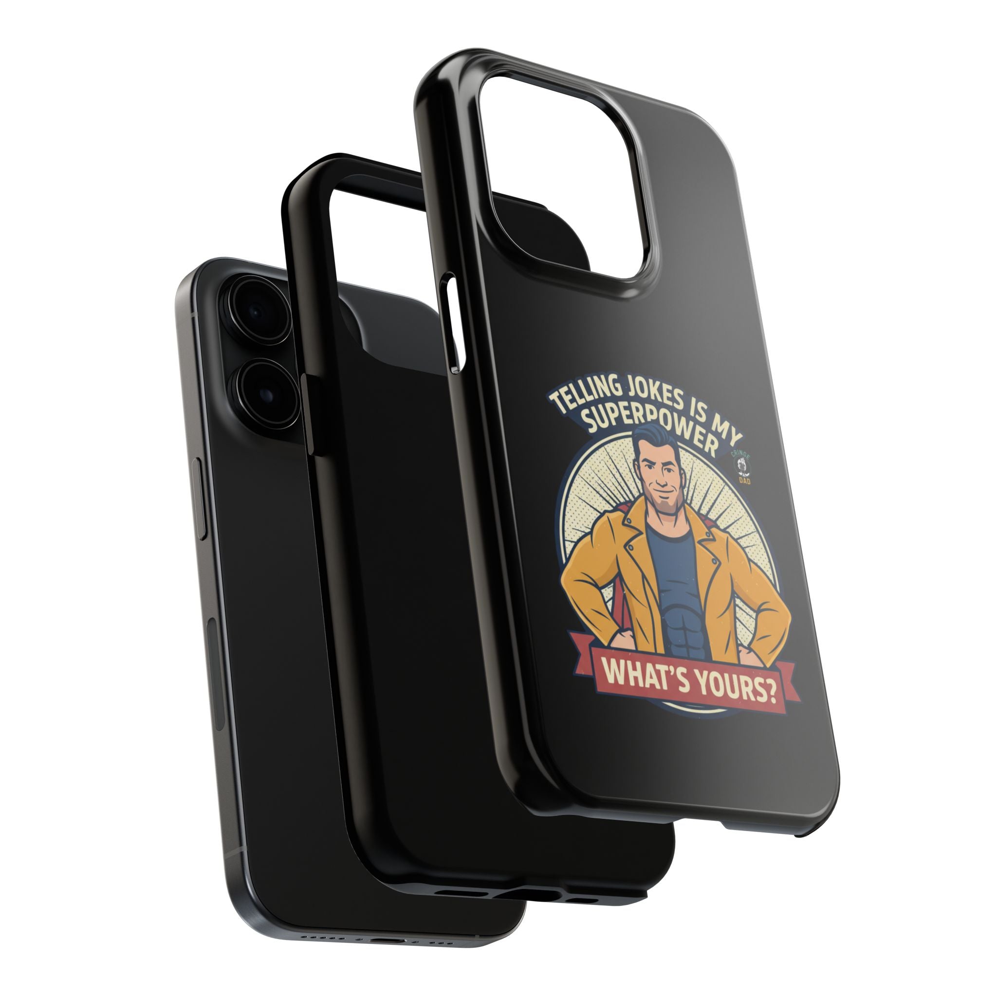 Telling Jokes Is My Superpower Phone Case | Humorous Man Illustration