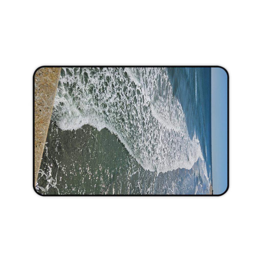 Ocean Waves Beach Scene Desk Mat | Coastal Seascape Mousepad