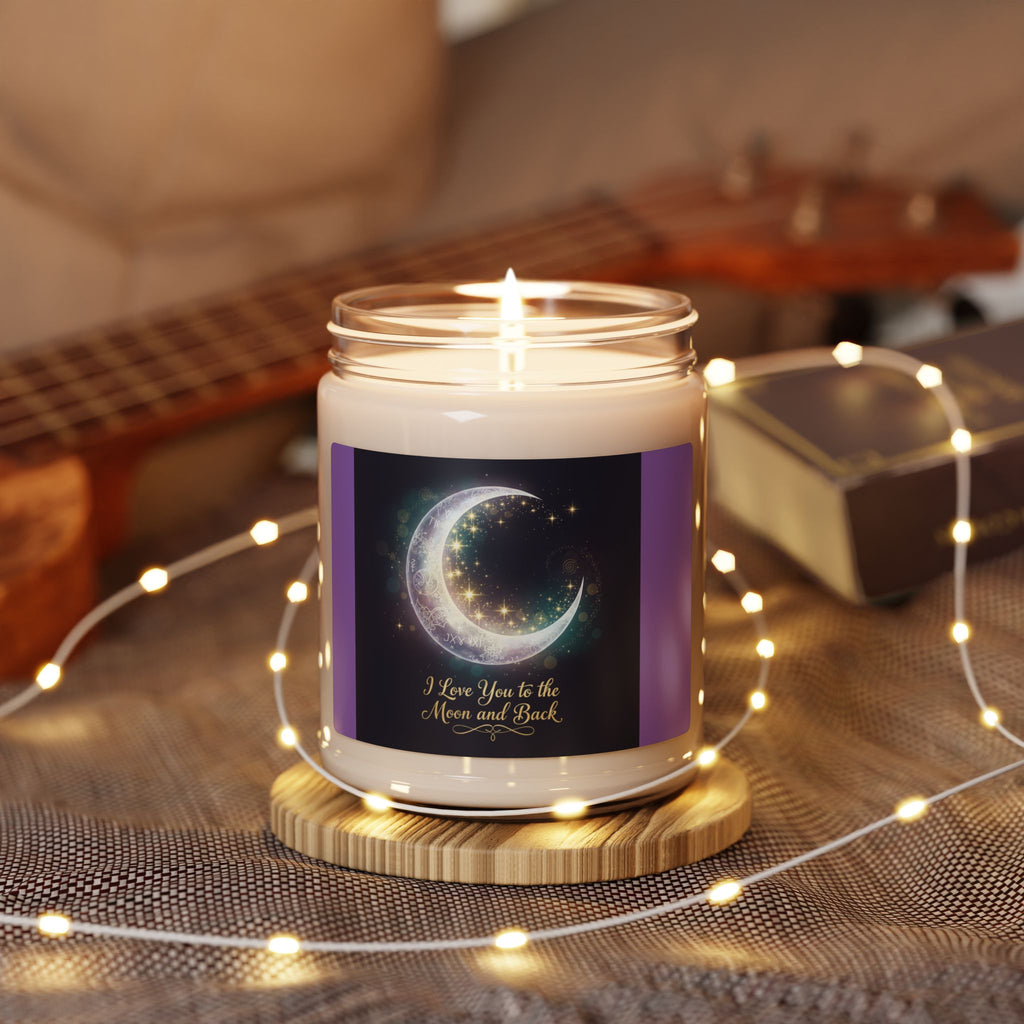 I Love You to the Moon and Back Soy Candle | Moon and Stars Illustration Candle