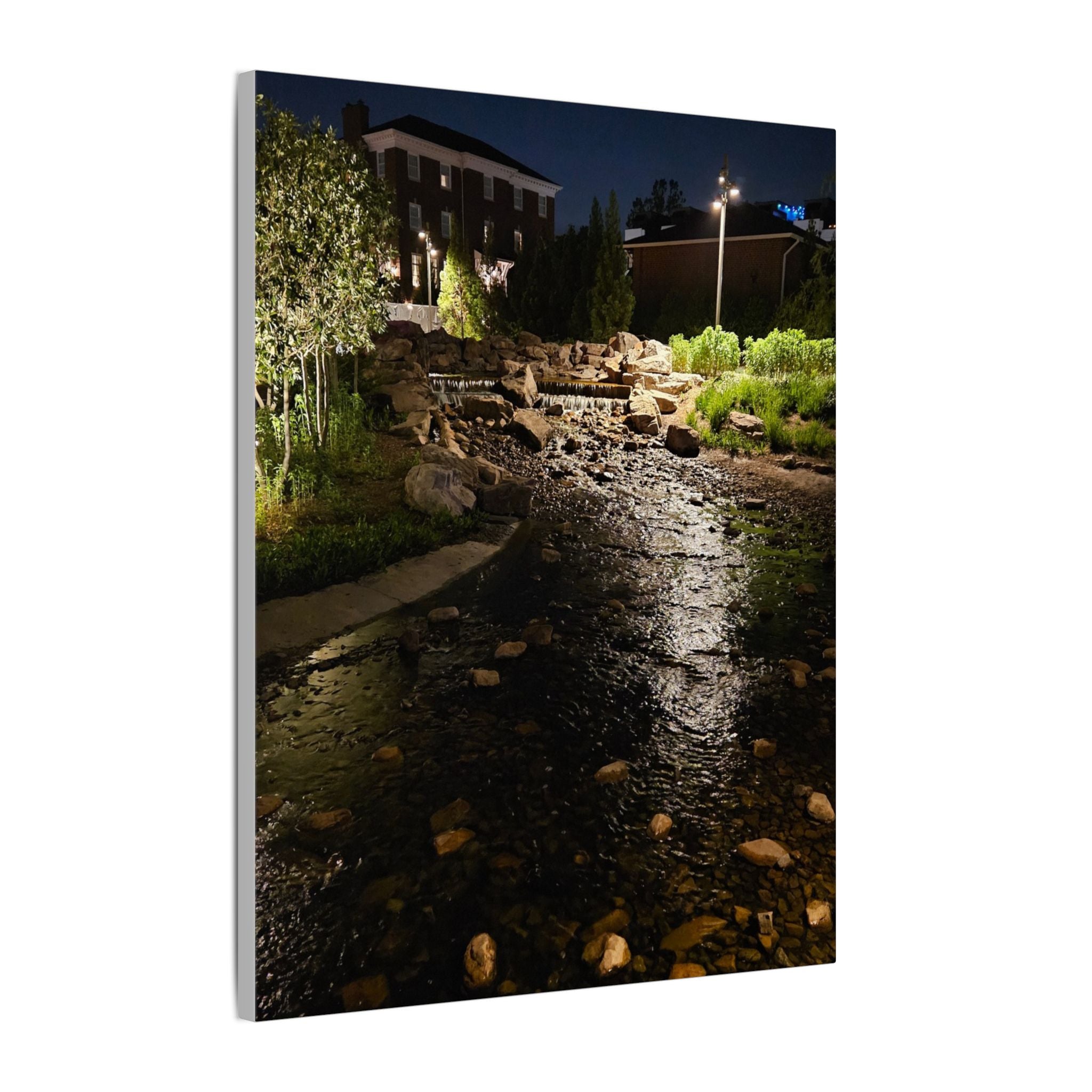 Nighttime Waterfall Landscape Canvas | Matte Stretched Wall Art