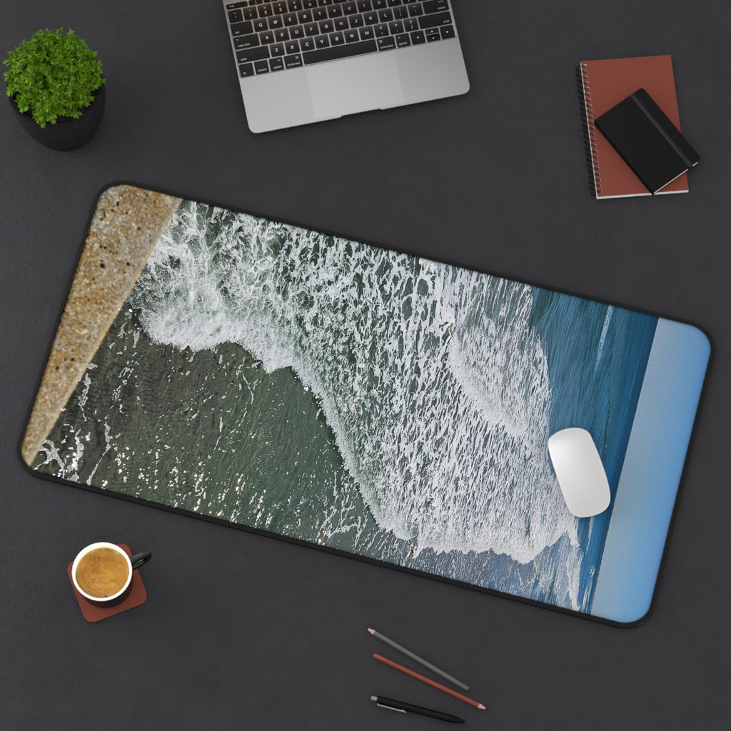Ocean Waves Beach Scene Desk Mat | Coastal Seascape Mousepad