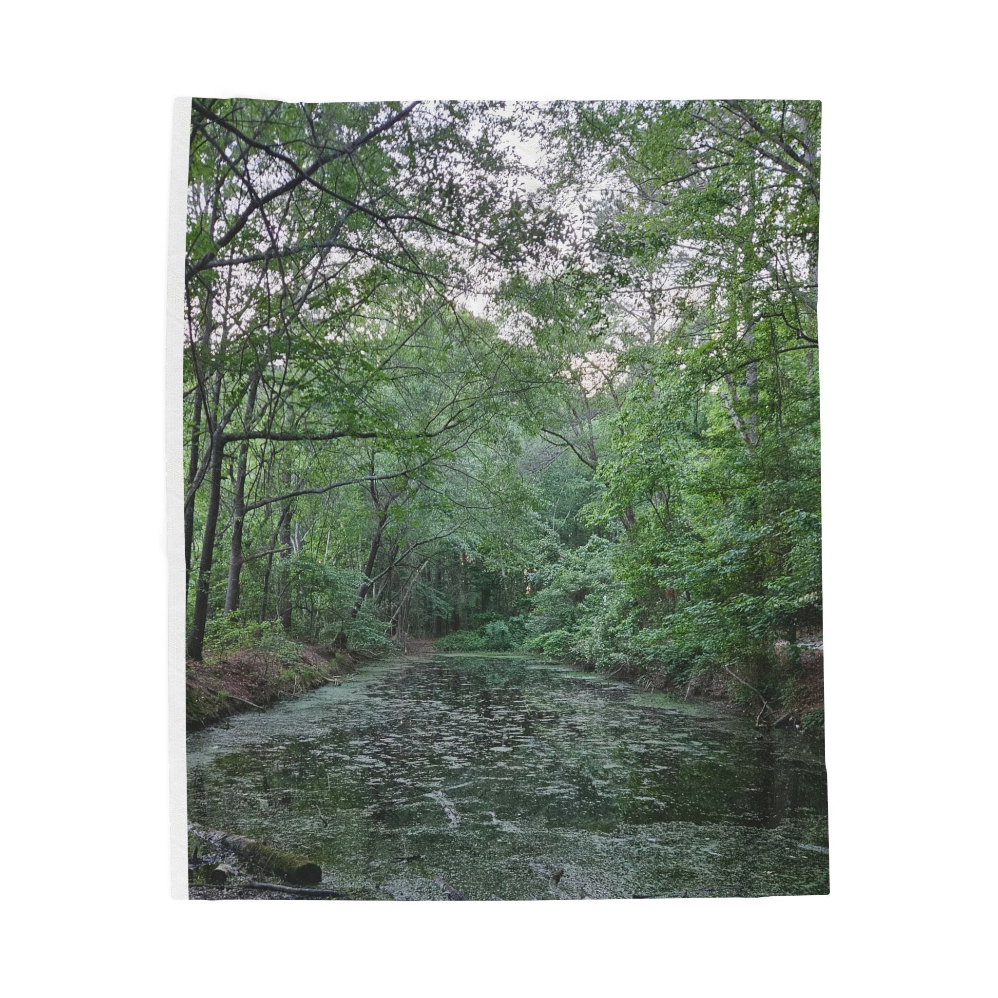 Mossy Pond Velveteen Plush Blanket | Woodland Nature Throw
