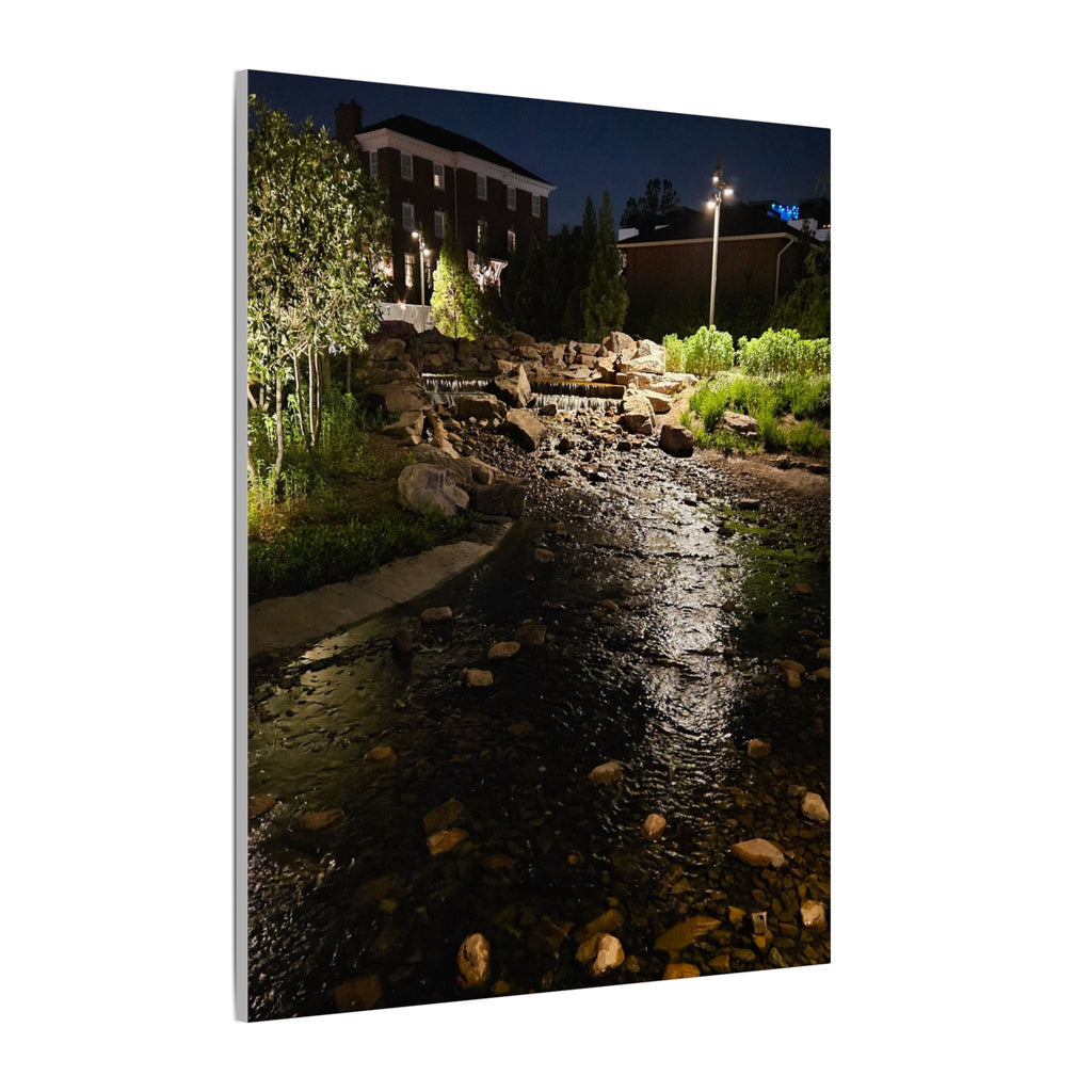 Nighttime Waterfall Landscape Canvas | Matte Stretched Wall Art