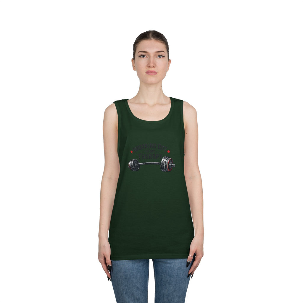 Working Out Is My Therapy Tank Top | Barbell Fitness Workout Tee