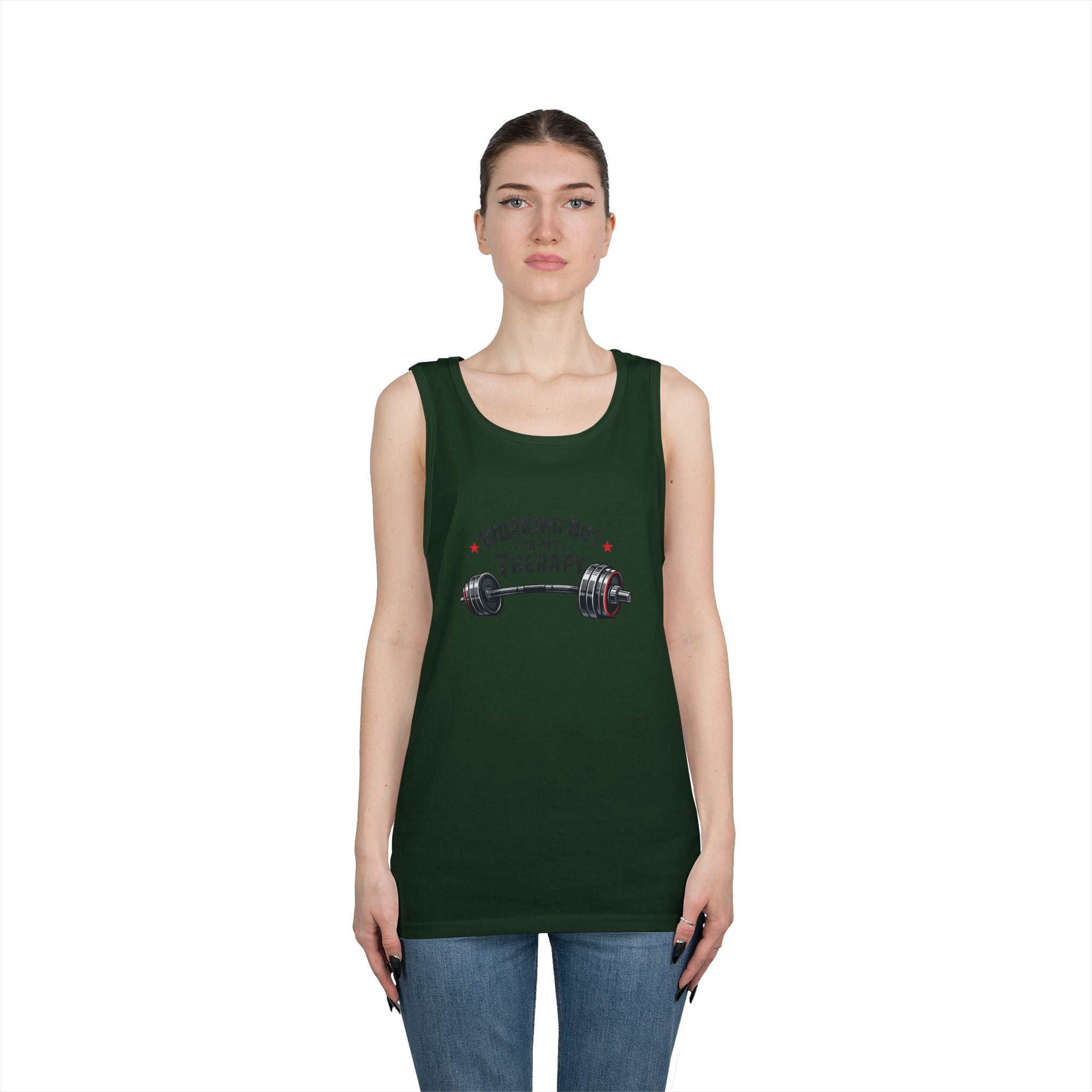Working Out Is My Therapy Tank Top | Barbell Fitness Workout Tee