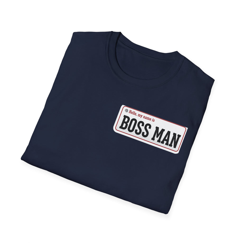 Boss Man name badge T-Shirt | Minimal Badge Graphic Tee