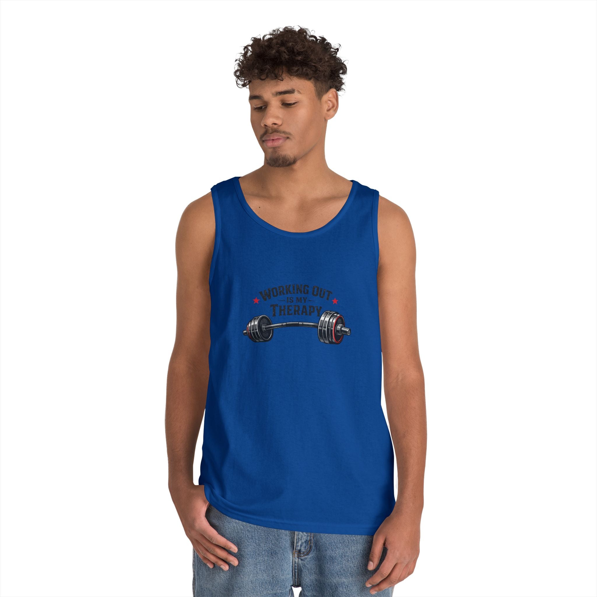 Working Out Is My Therapy Tank Top | Barbell Fitness Workout Tee