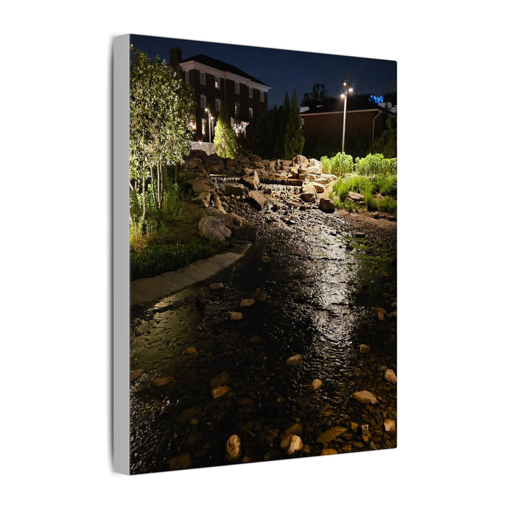 Nighttime Waterfall Landscape Canvas | Matte Stretched Wall Art