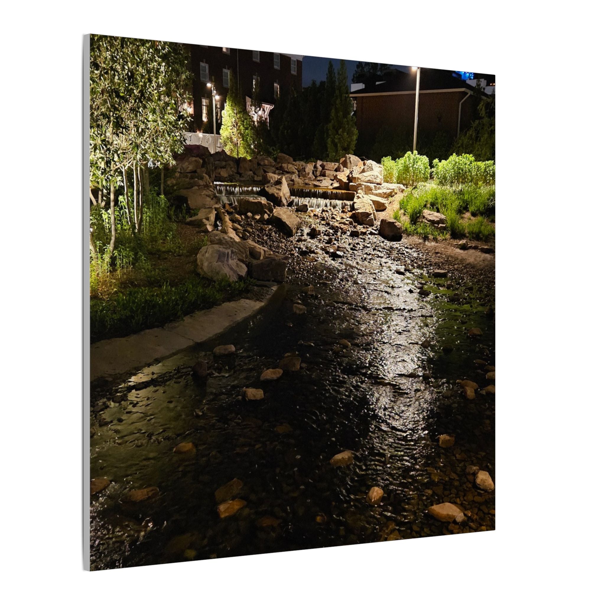 Nighttime Waterfall Landscape Canvas | Matte Stretched Wall Art