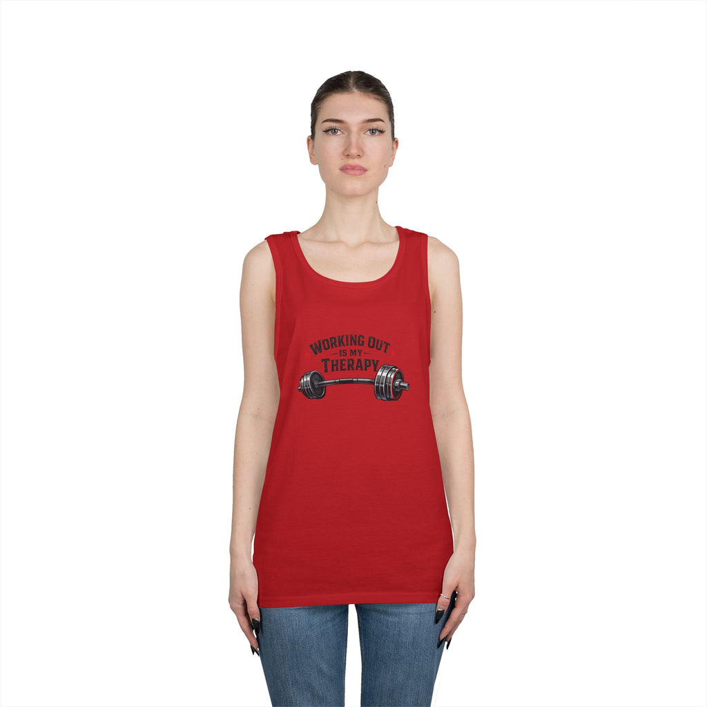 Working Out Is My Therapy Tank Top | Barbell Fitness Workout Tee