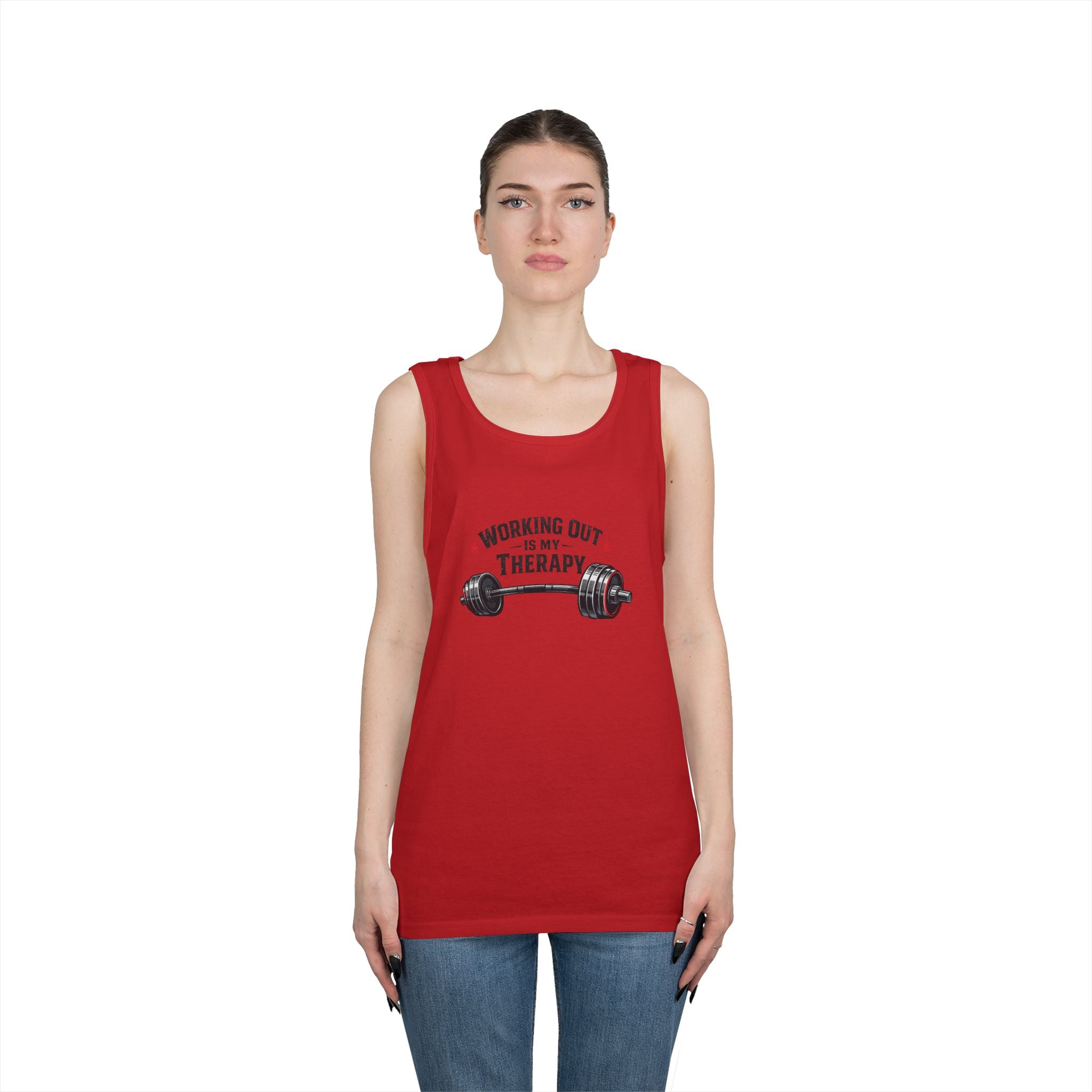 Working Out Is My Therapy Tank Top | Barbell Fitness Workout Tee