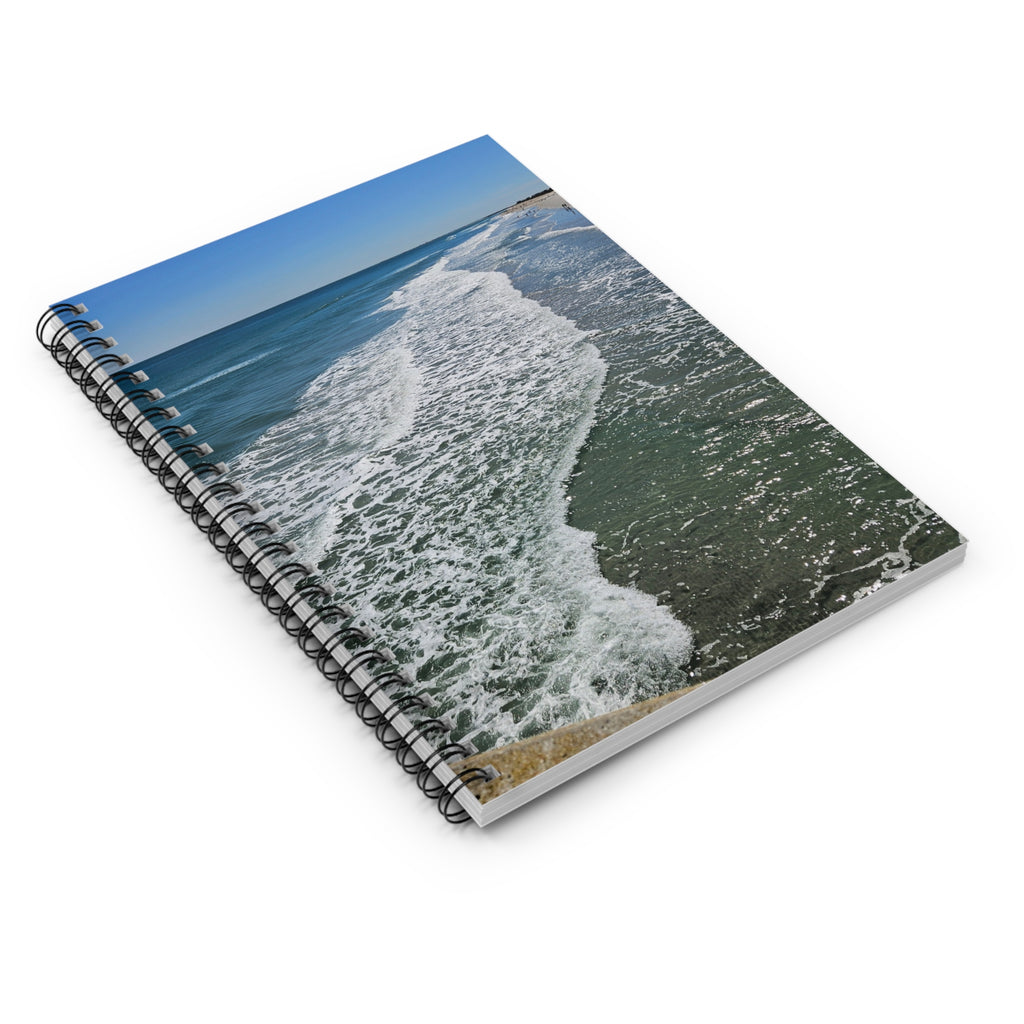 Ocean Waves Spiral Notebook — Beach Photo Ruled Journal for Travel, School & Reflection