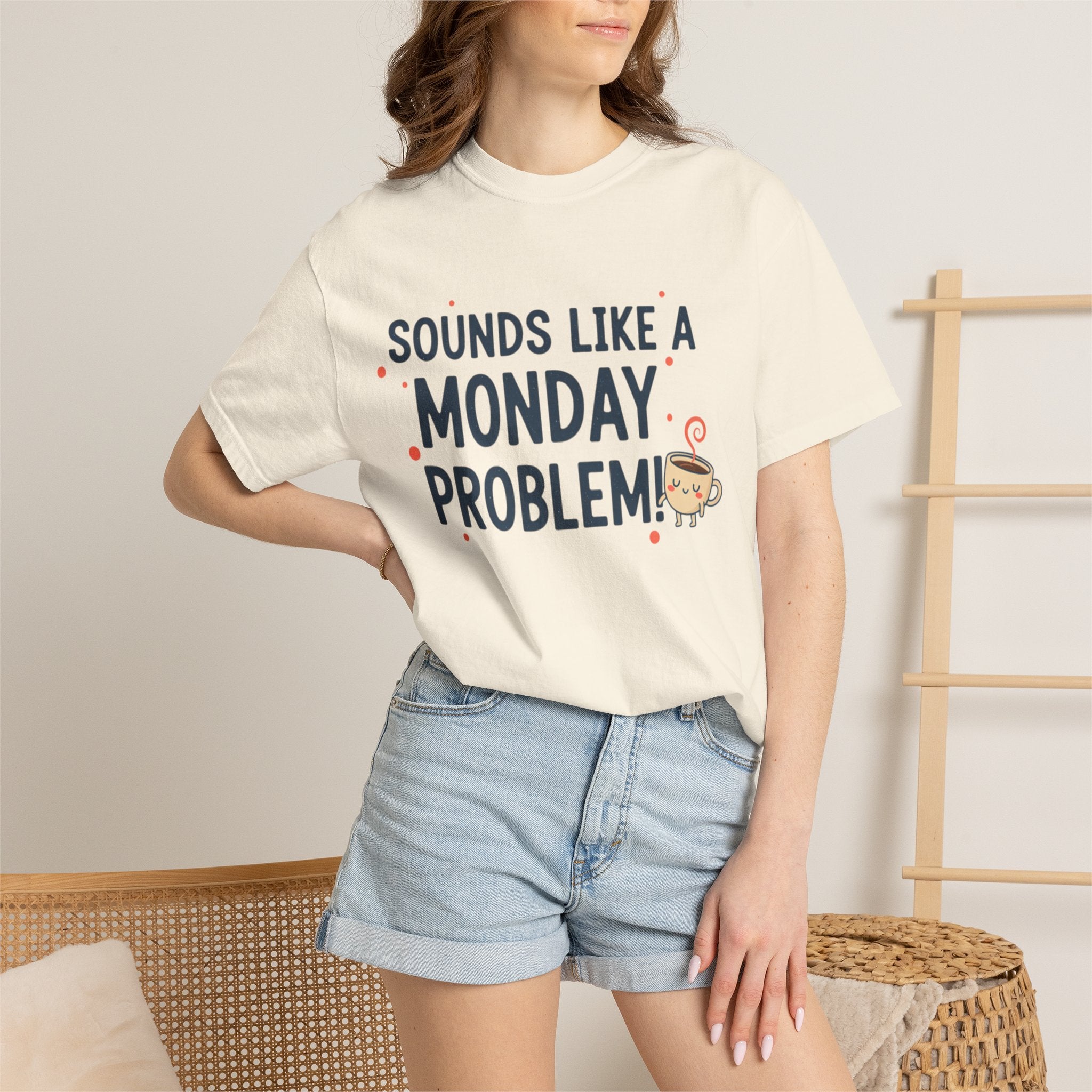 Sounds Like a Monday Problem T-shirt | Coffee Cartoon, Funny Text Tee