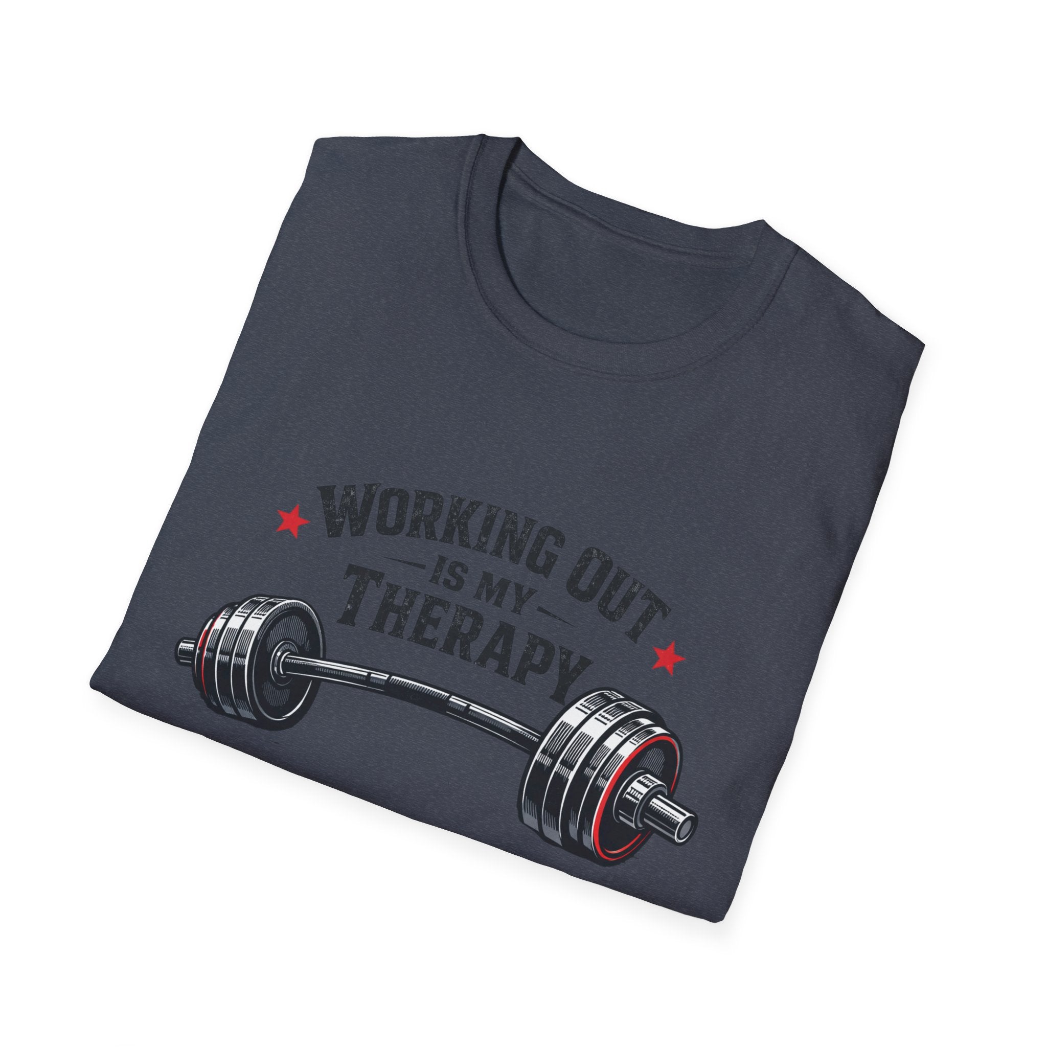 Working Out Is My Therapy T-Shirt — Barbell Fitness Gym Tee