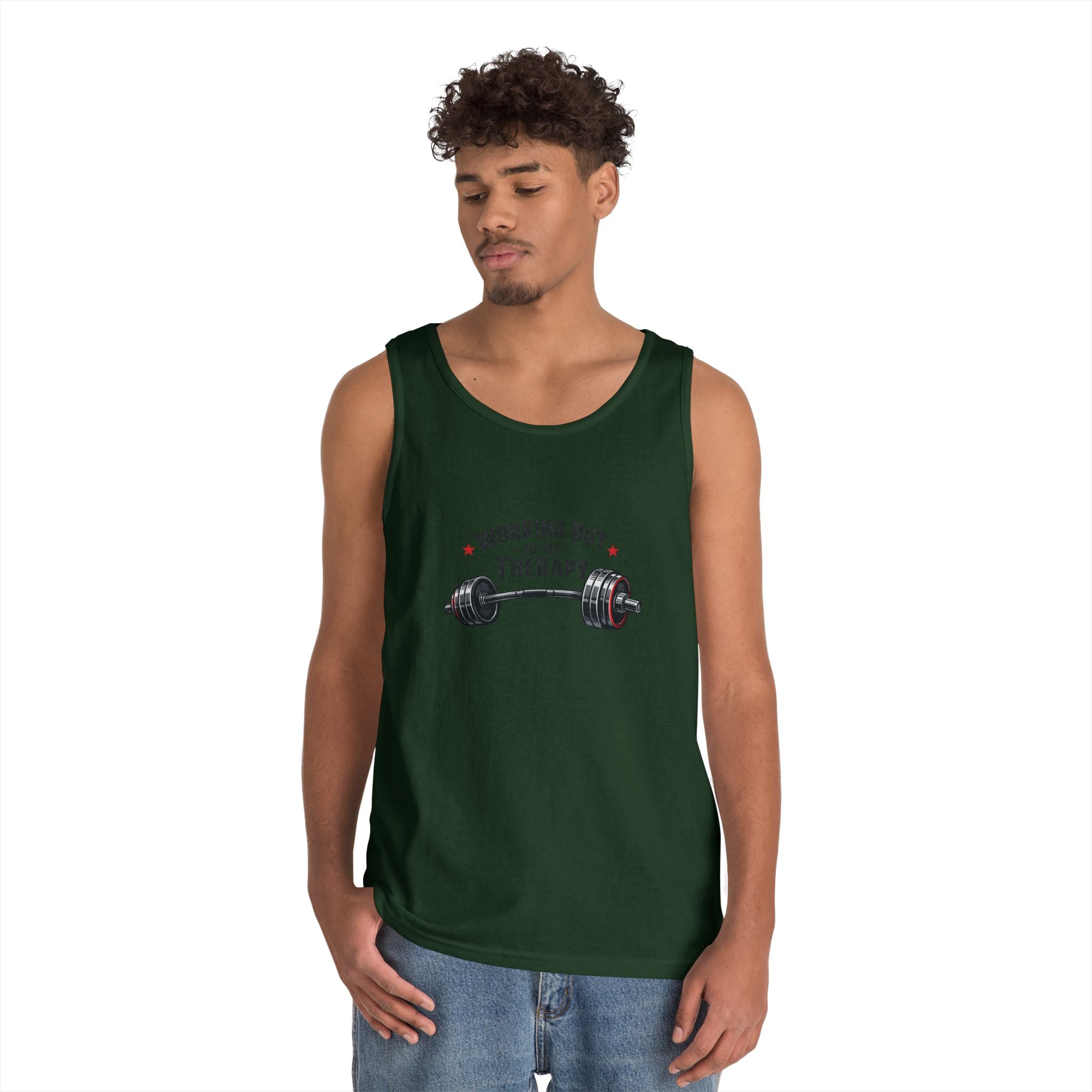 Working Out Is My Therapy Tank Top | Barbell Fitness Workout Tee