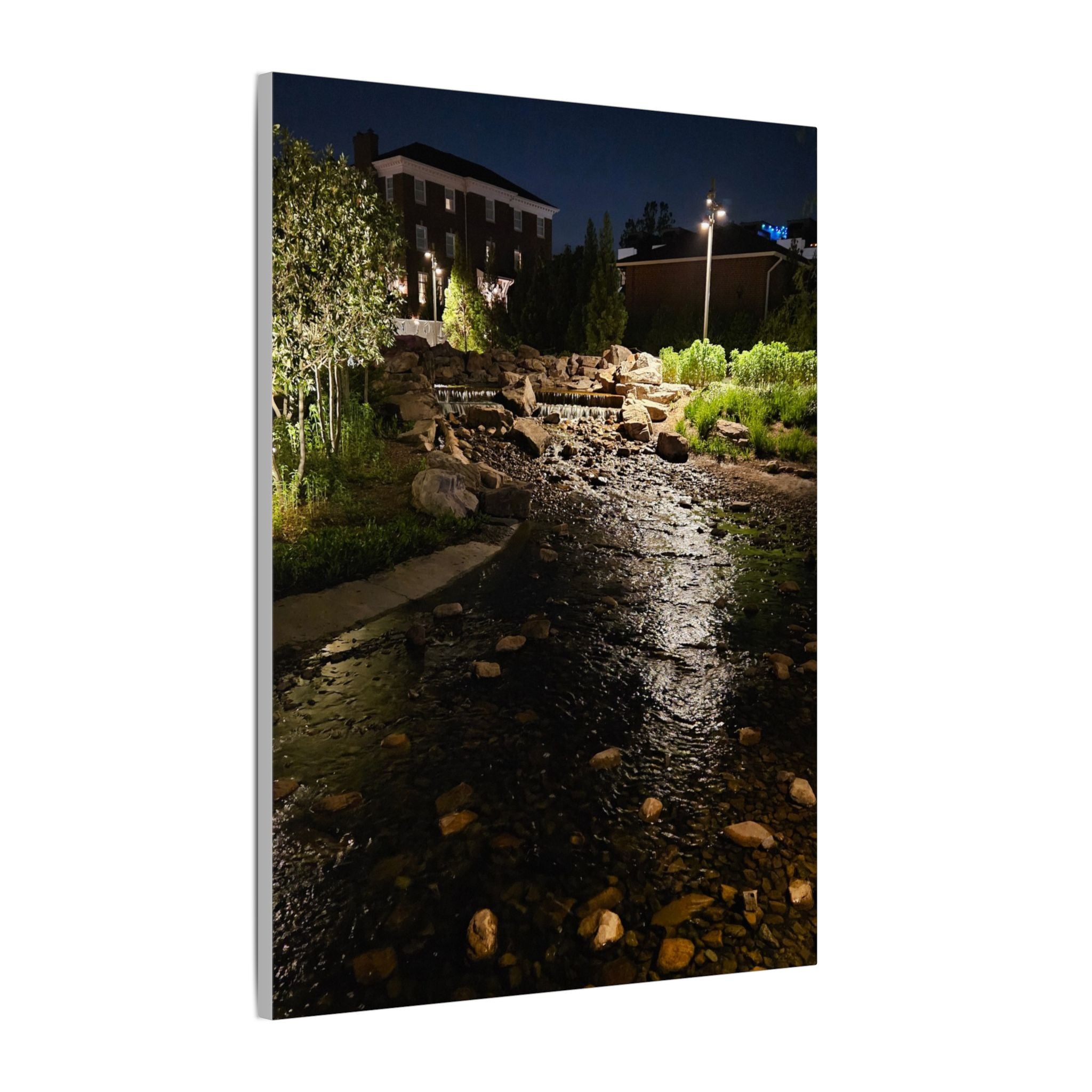 Nighttime Waterfall Landscape Canvas | Matte Stretched Wall Art