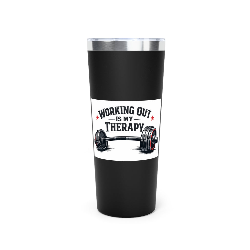 Working Out Is My Therapy barbell tumbler | 22oz insulated travel mug