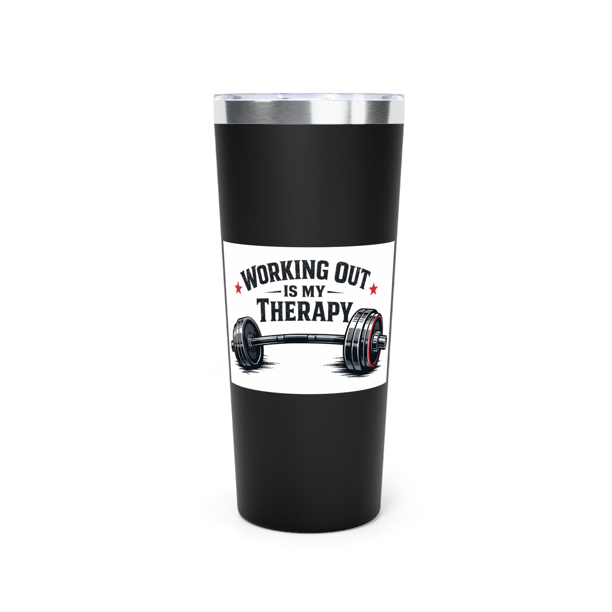 Working Out Is My Therapy barbell tumbler | 22oz insulated travel mug