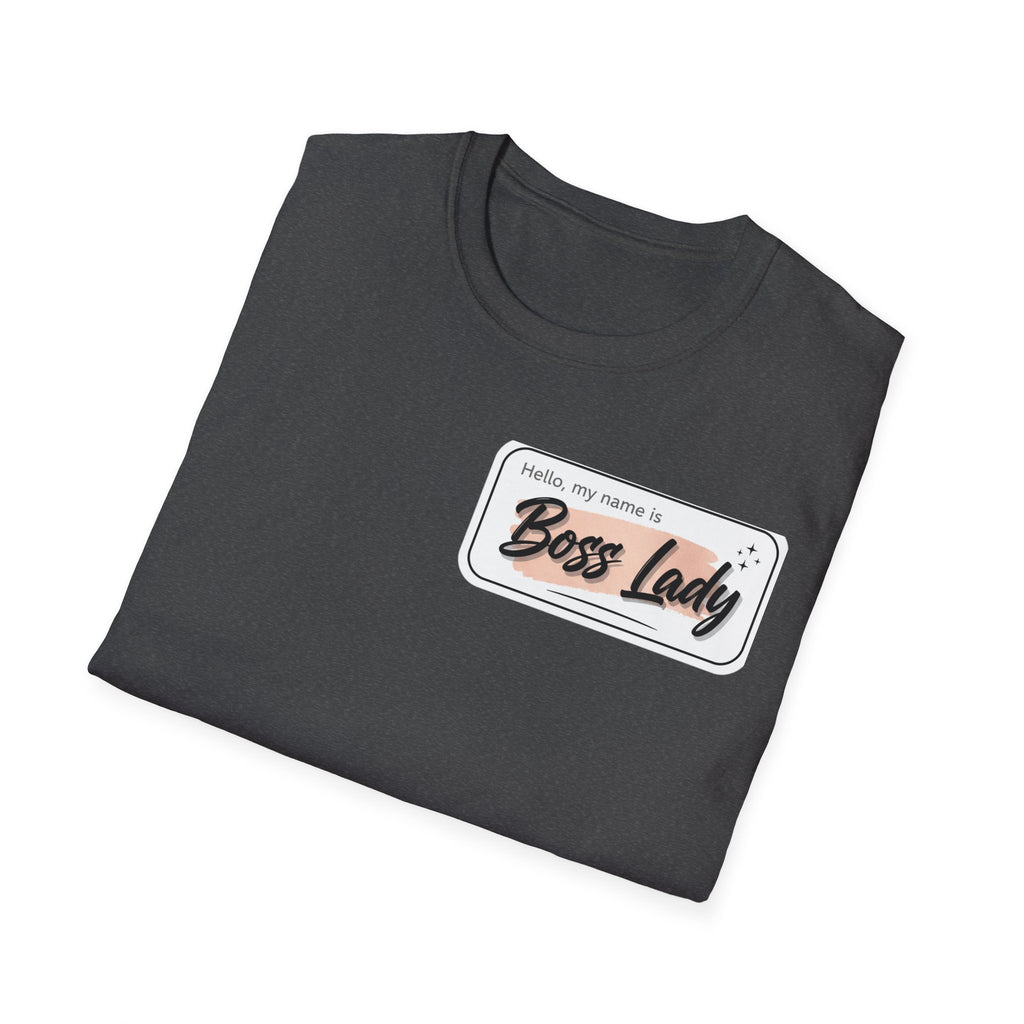 Boss Lady name tag T-Shirt | Feminine script badge design