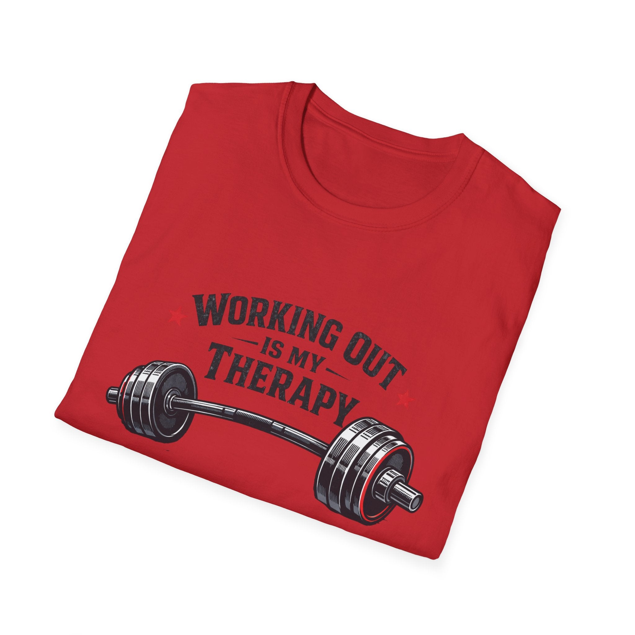 Working Out Is My Therapy T-Shirt — Barbell Fitness Gym Tee