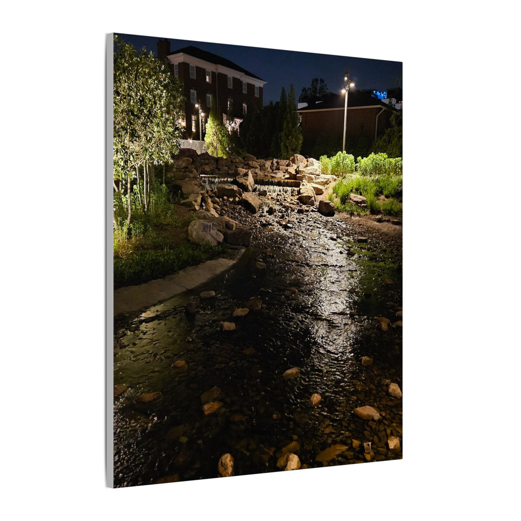 Nighttime Waterfall Landscape Canvas | Matte Stretched Wall Art