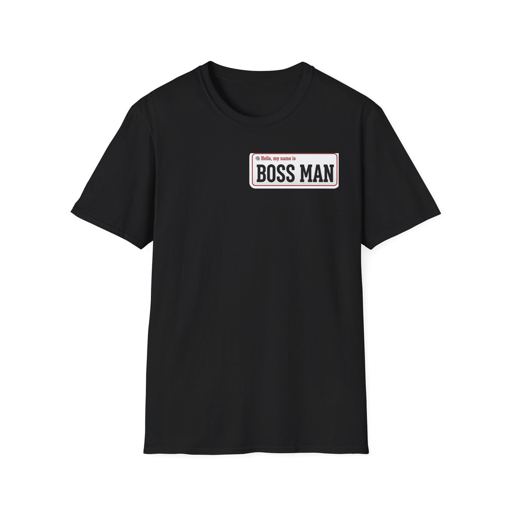 Boss Man name badge T-Shirt | Minimal Badge Graphic Tee