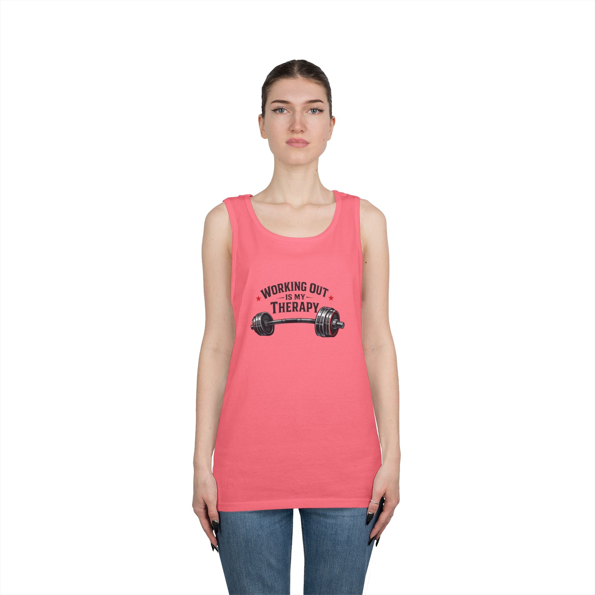 Working Out Is My Therapy Tank Top | Barbell Fitness Workout Tee