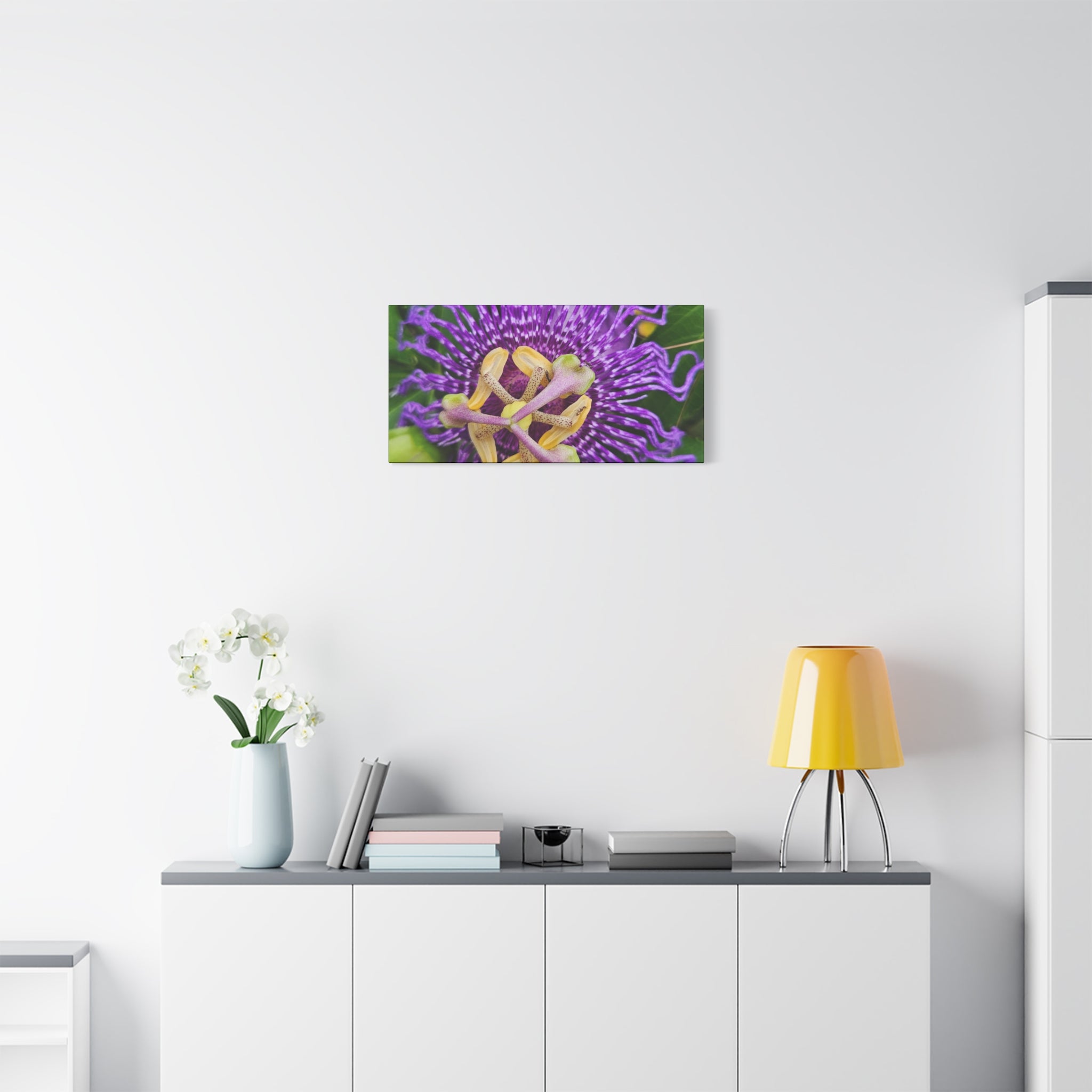 Purple Passionflower Close-Up Matte Canvas Print (Stretched)