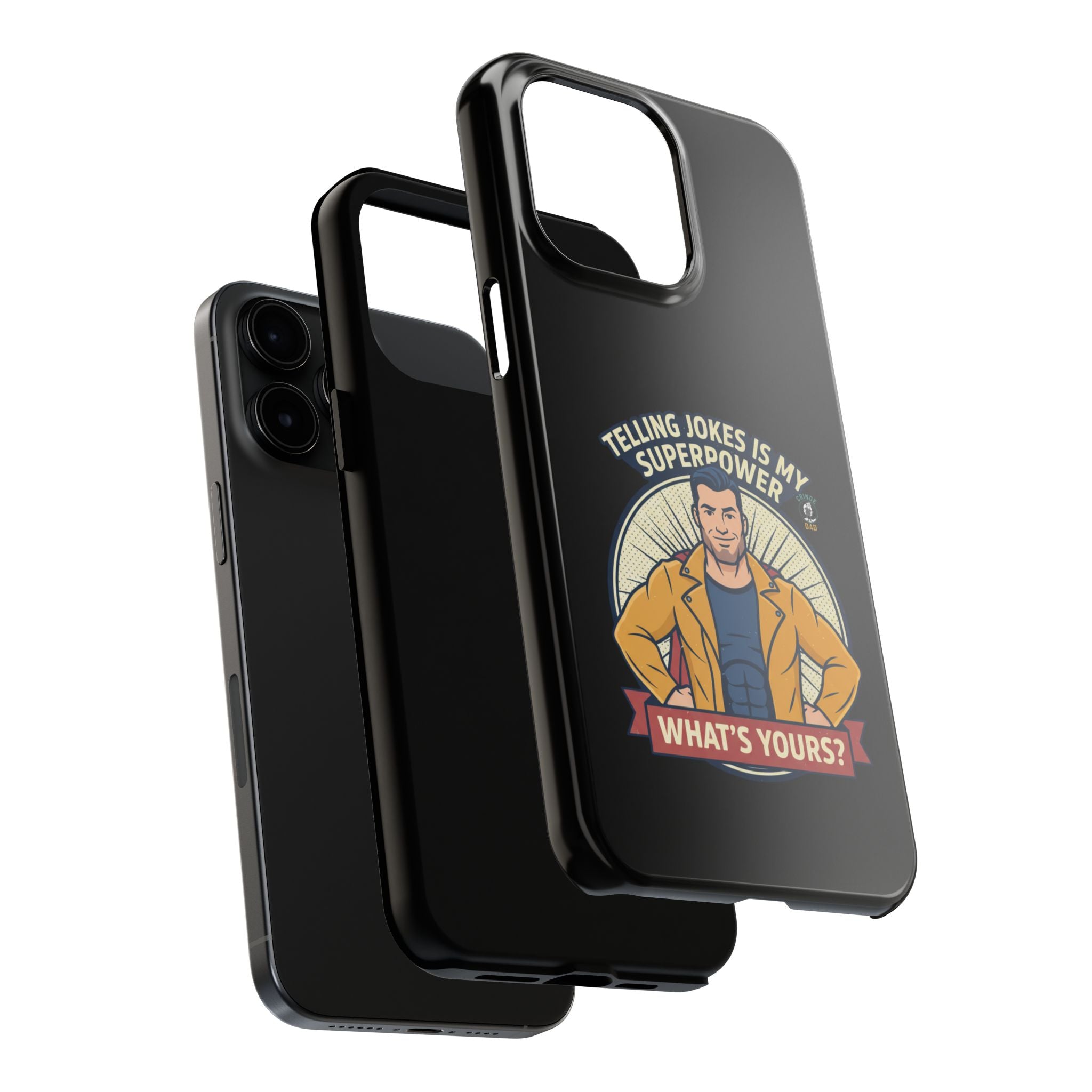 Telling Jokes Is My Superpower Phone Case | Humorous Man Illustration