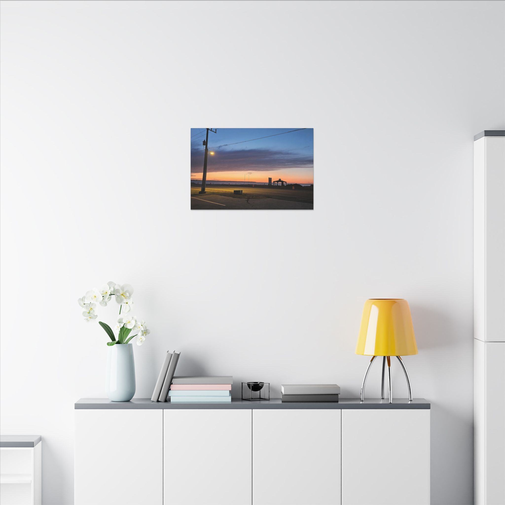 Sunset Pier Silhouette Canvas | Stretched Matte Wall Art