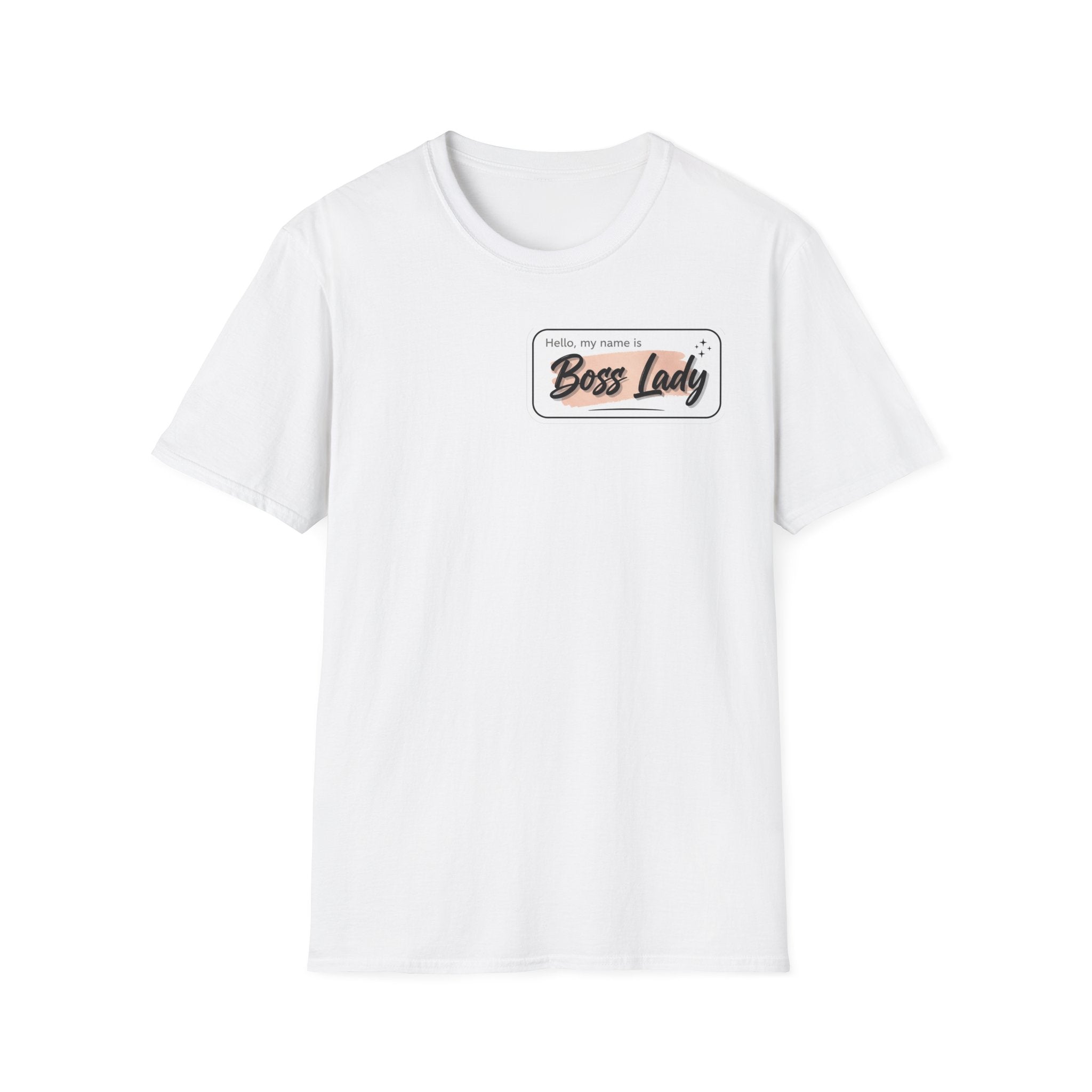 Boss Lady name tag T-Shirt | Feminine script badge design