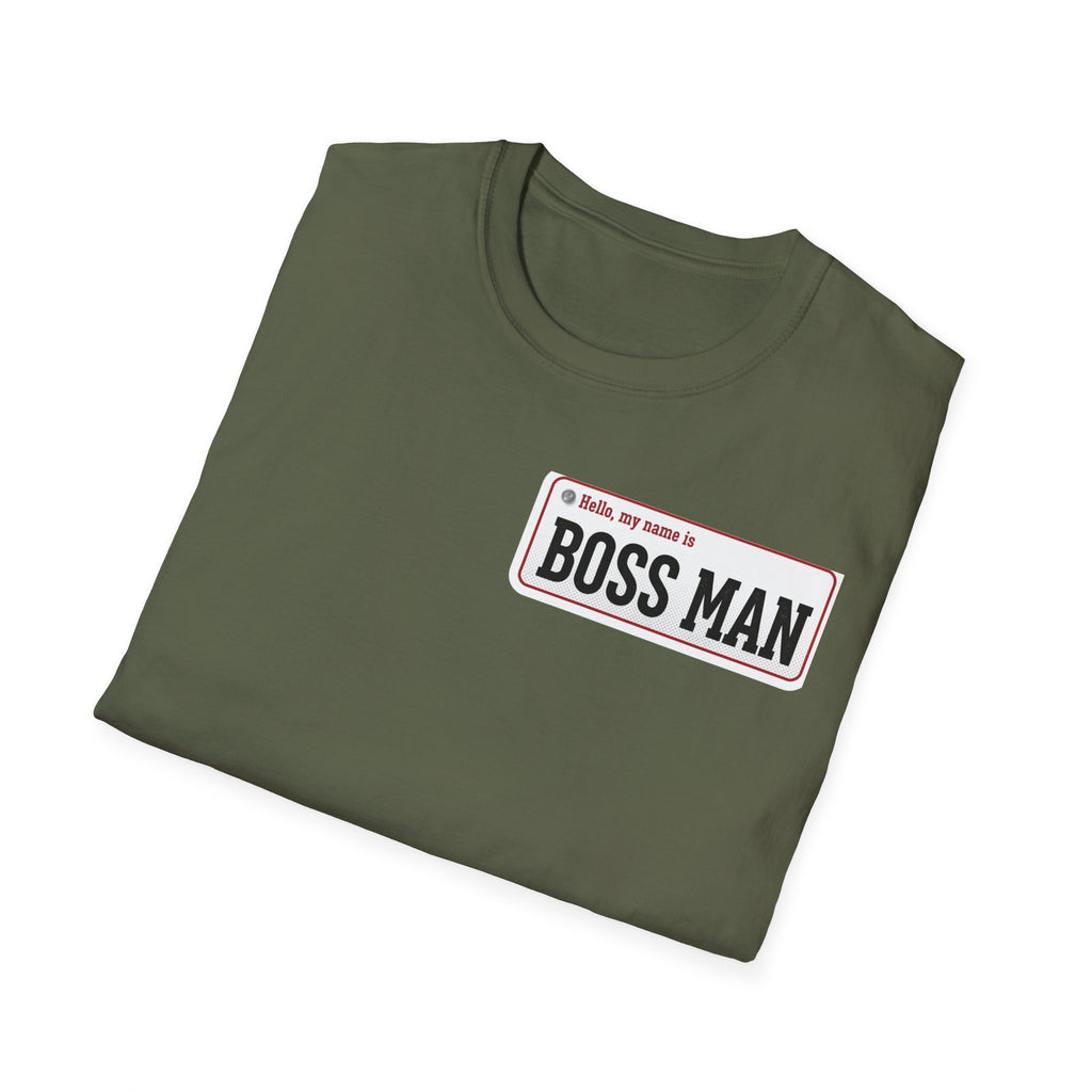 Boss Man name badge T-Shirt | Minimal Badge Graphic Tee