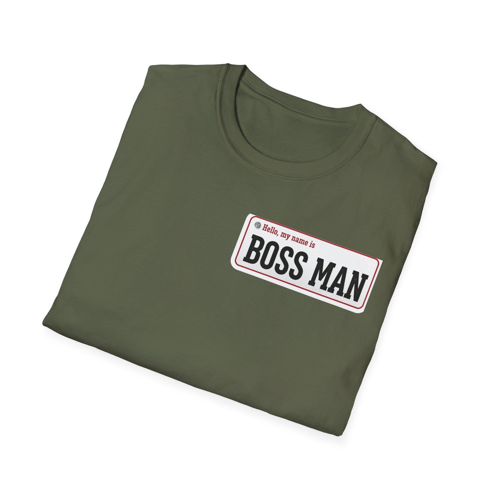 Boss Man name badge T-Shirt | Minimal Badge Graphic Tee