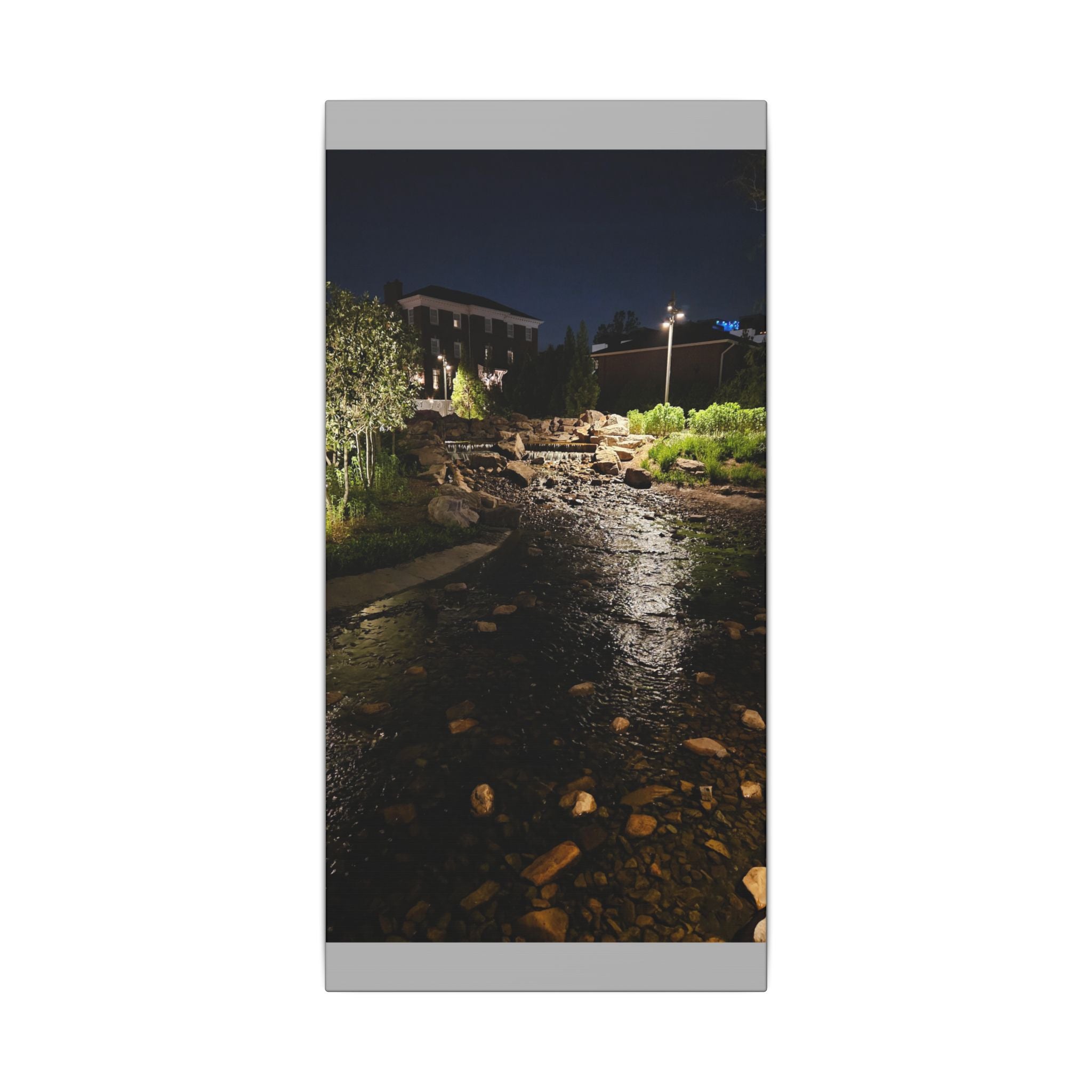 Nighttime Waterfall Landscape Canvas | Matte Stretched Wall Art