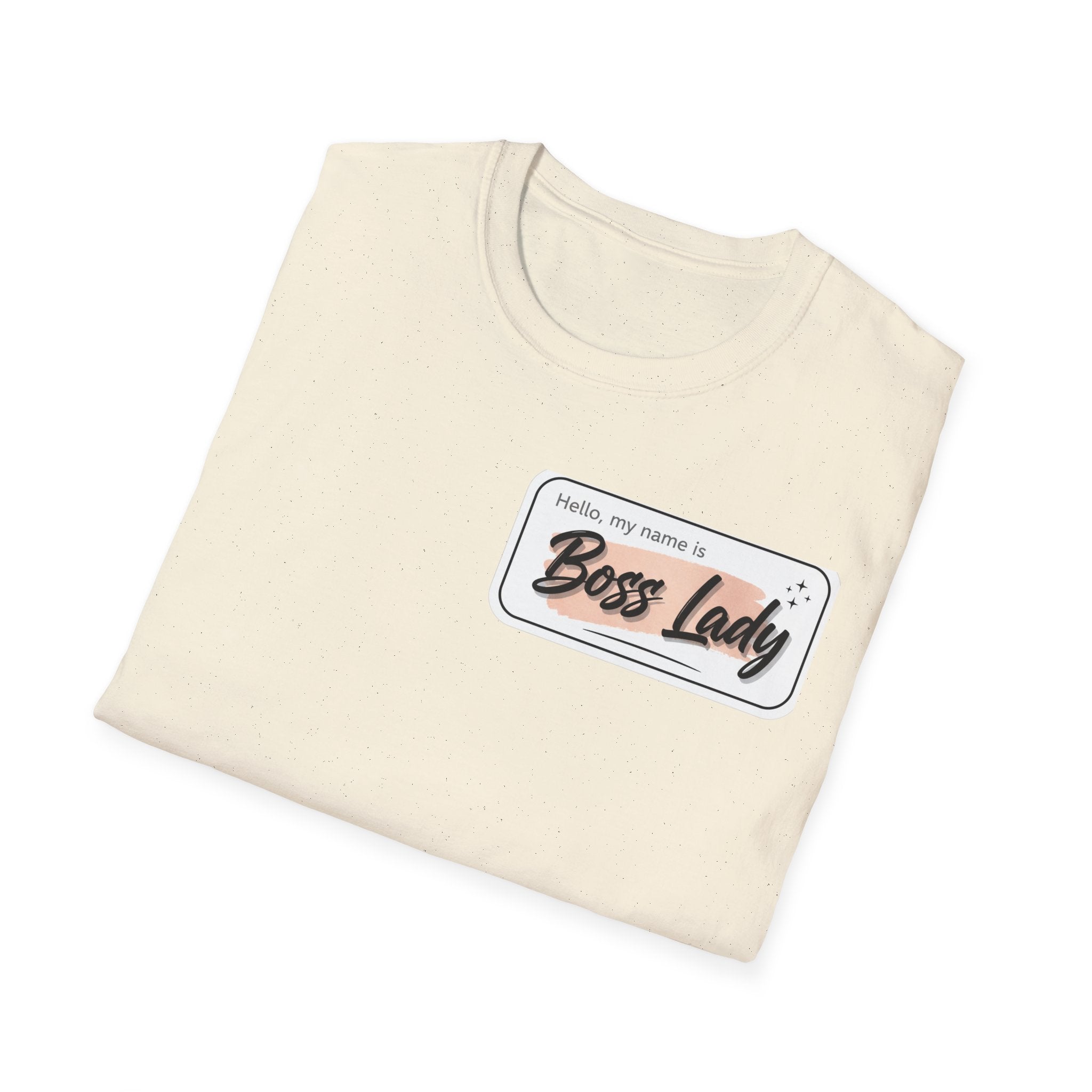 Boss Lady name tag T-Shirt | Feminine script badge design