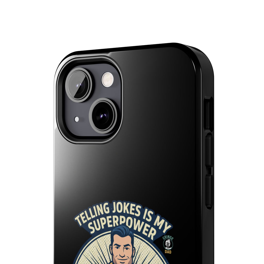 Telling Jokes Is My Superpower Phone Case | Humorous Man Illustration