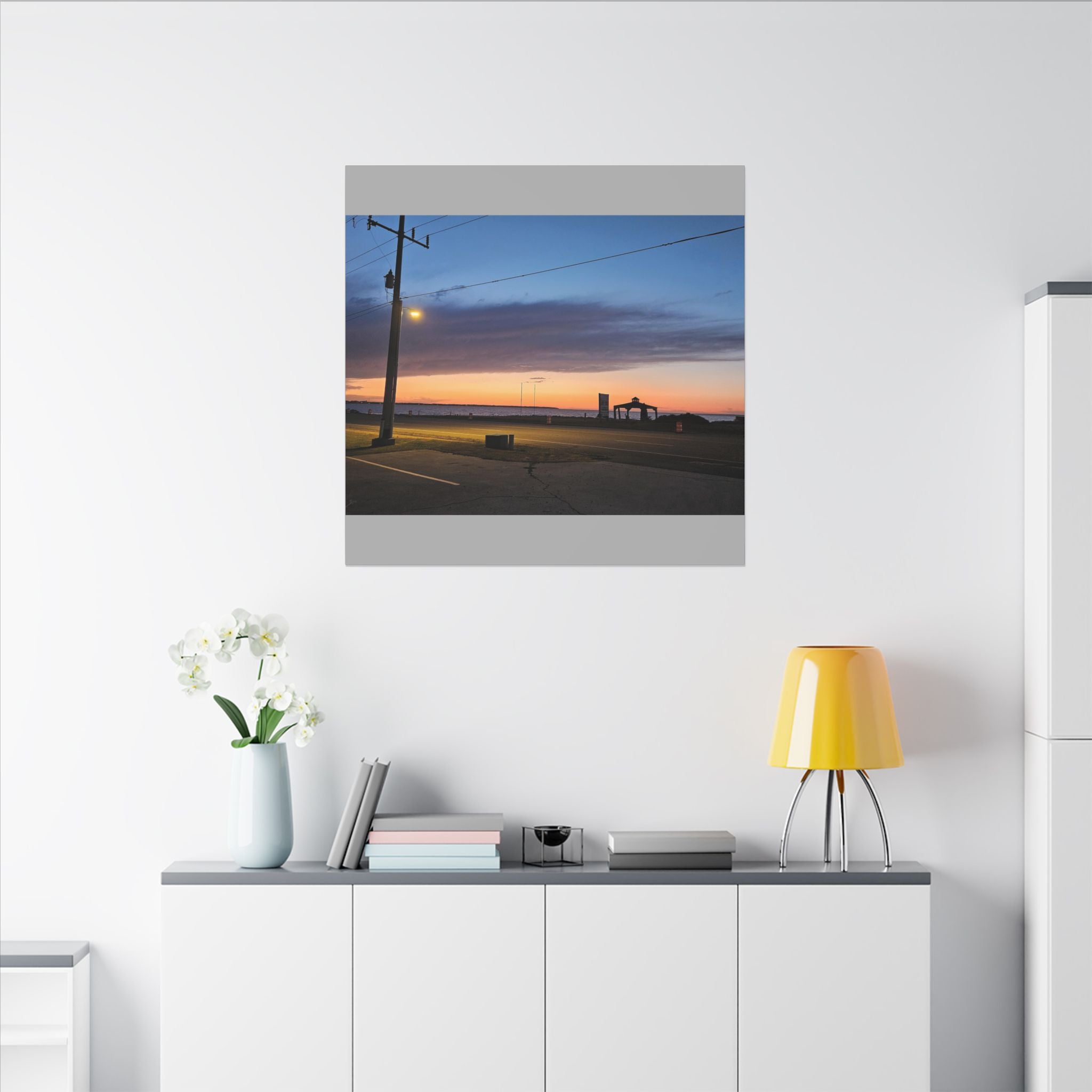 Sunset Pier Silhouette Canvas | Stretched Matte Wall Art