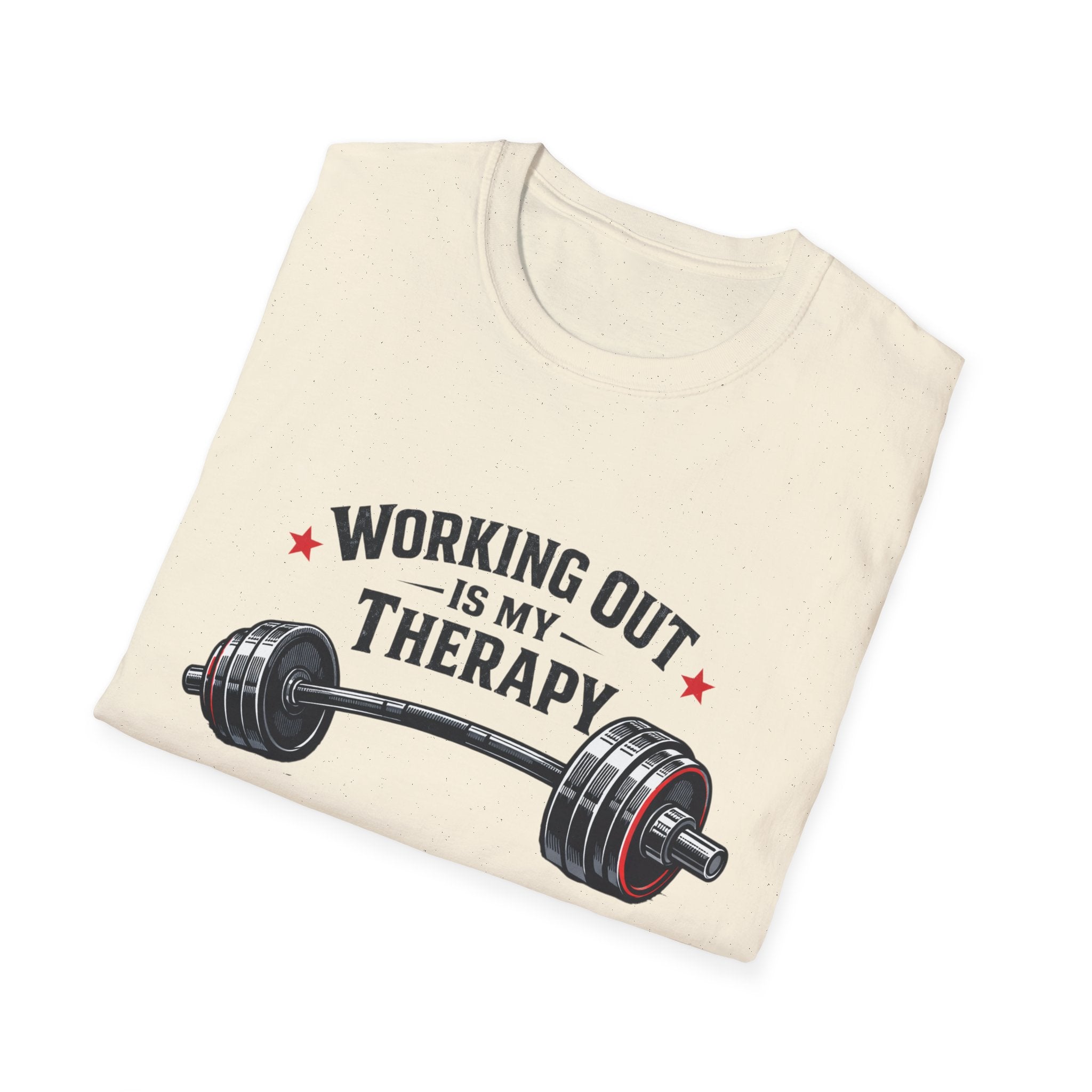 Working Out Is My Therapy T-Shirt — Barbell Fitness Gym Tee