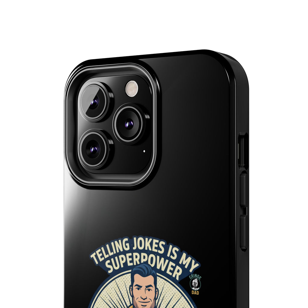 Telling Jokes Is My Superpower Phone Case | Humorous Man Illustration