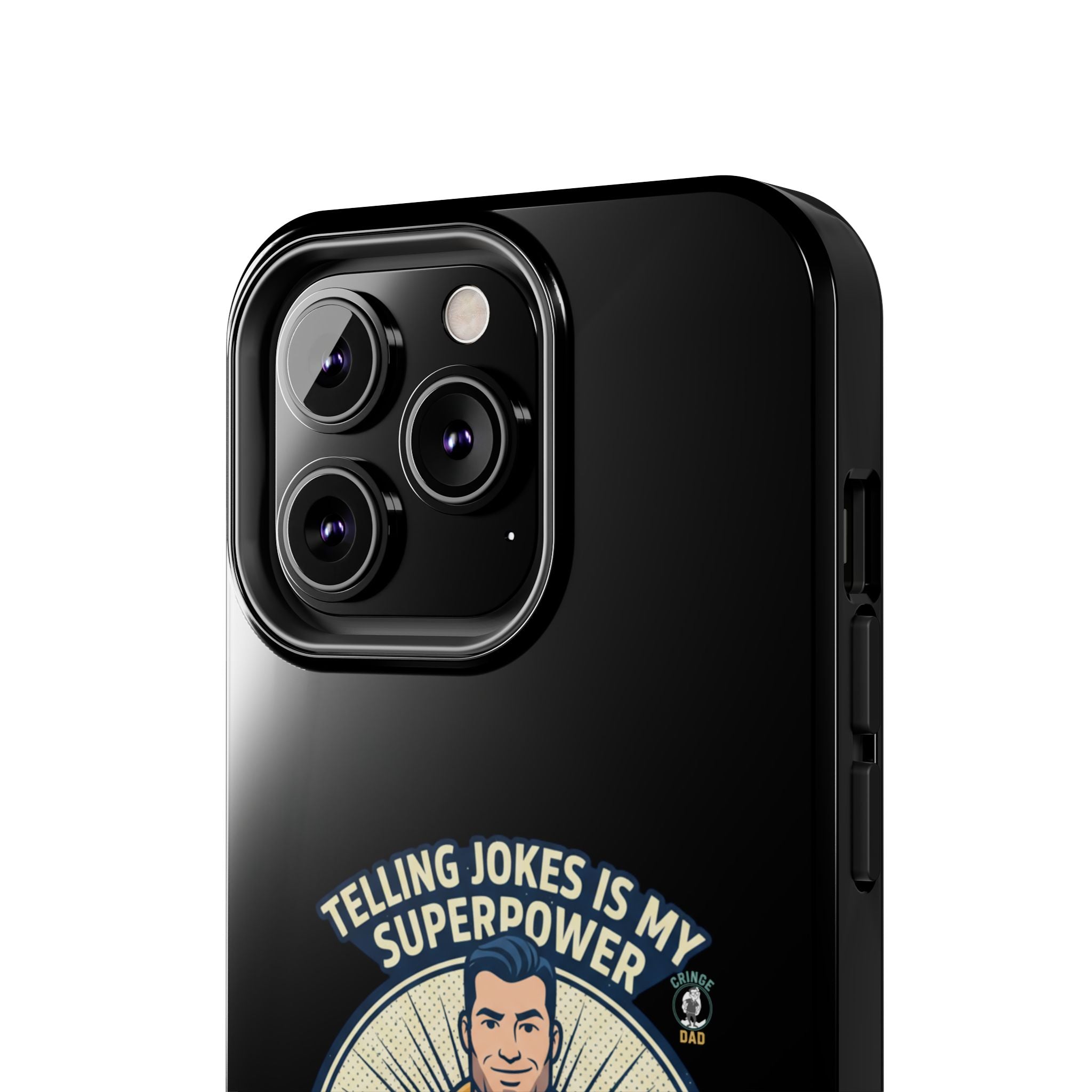 Telling Jokes Is My Superpower Phone Case | Humorous Man Illustration