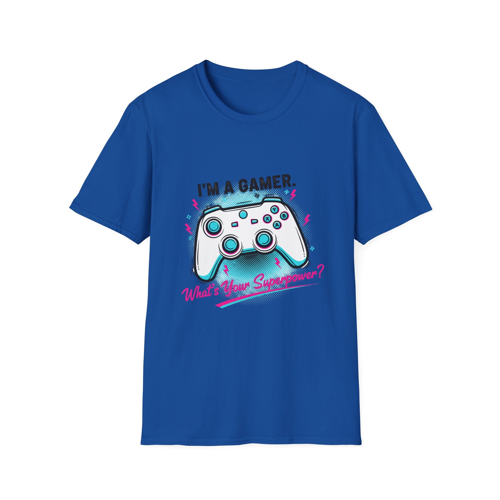 Im a Gamer, What's Your Superpower Graphic T-Shirt | Retro Neon Gaming Console Text