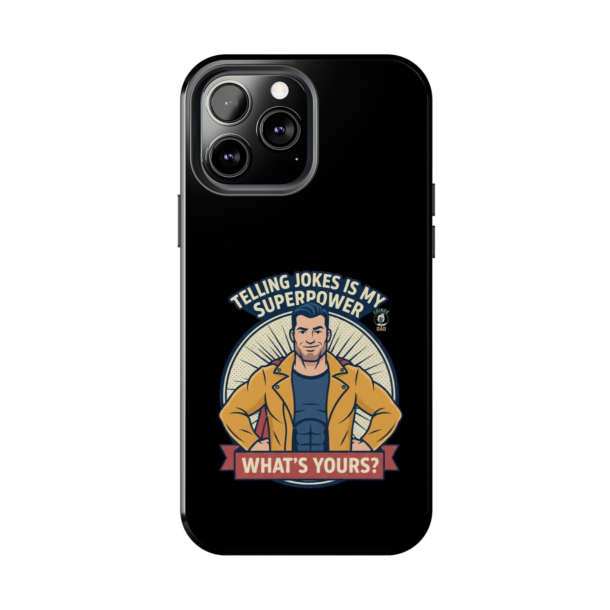Telling Jokes Is My Superpower Phone Case | Humorous Man Illustration