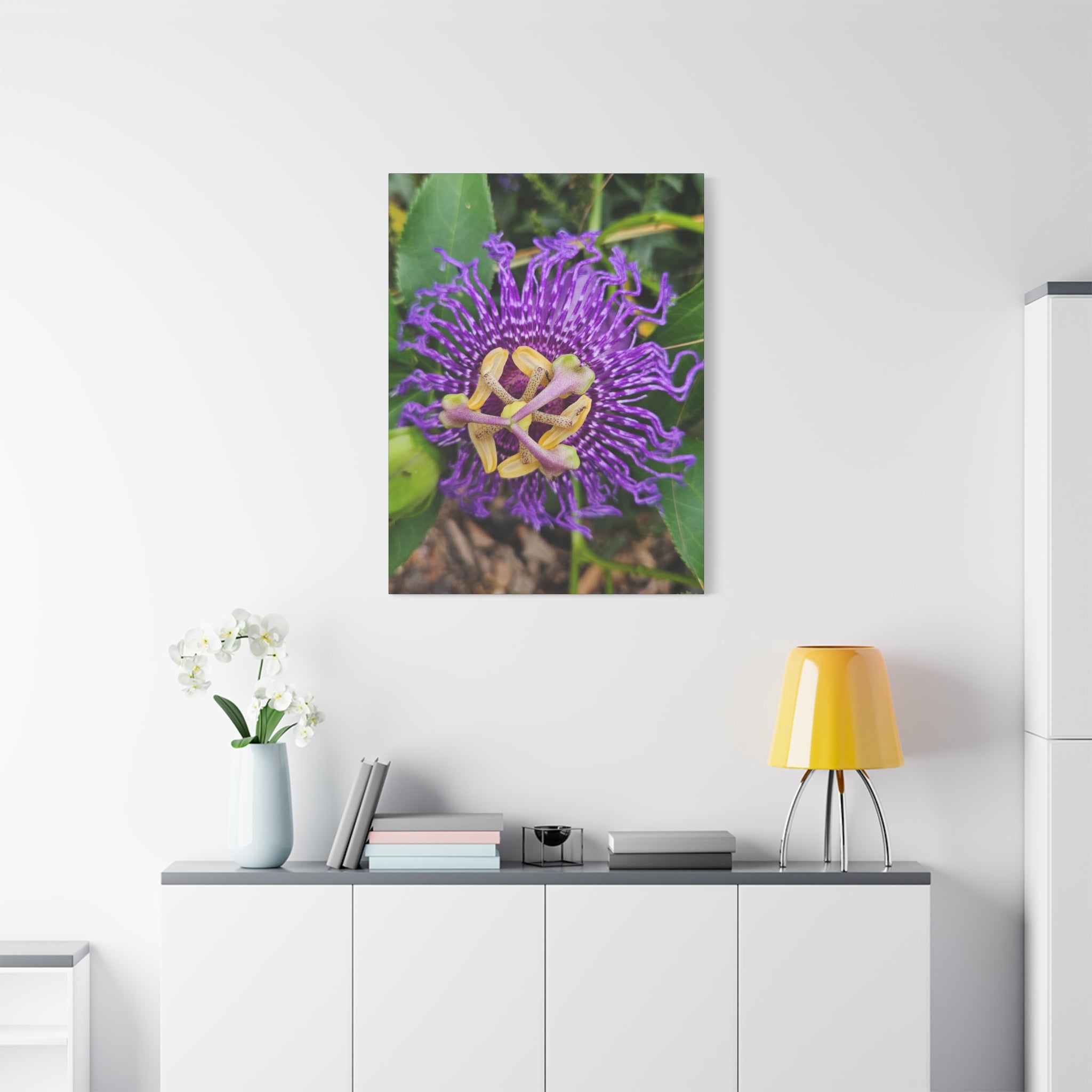 Purple Passionflower Close-Up Matte Canvas Print (Stretched)