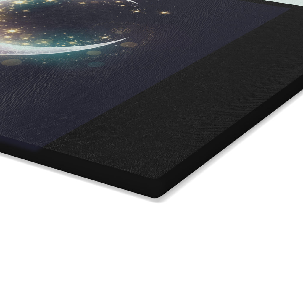 I Love You to the Moon and Back Glass Cutting Board | Crescent Moon Stars