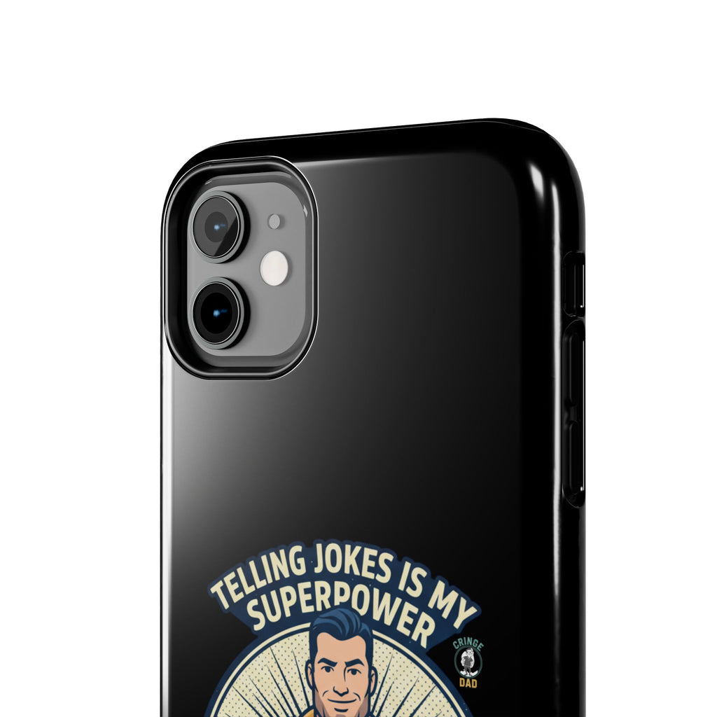 Telling Jokes Is My Superpower Phone Case | Humorous Man Illustration