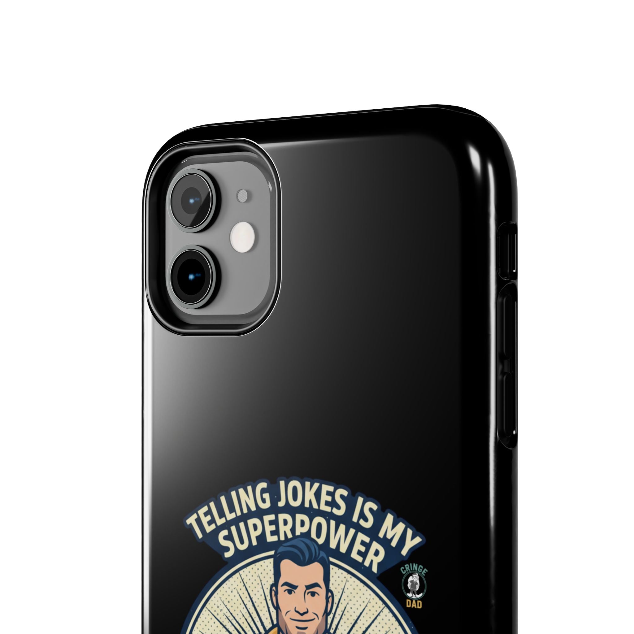 Telling Jokes Is My Superpower Phone Case | Humorous Man Illustration