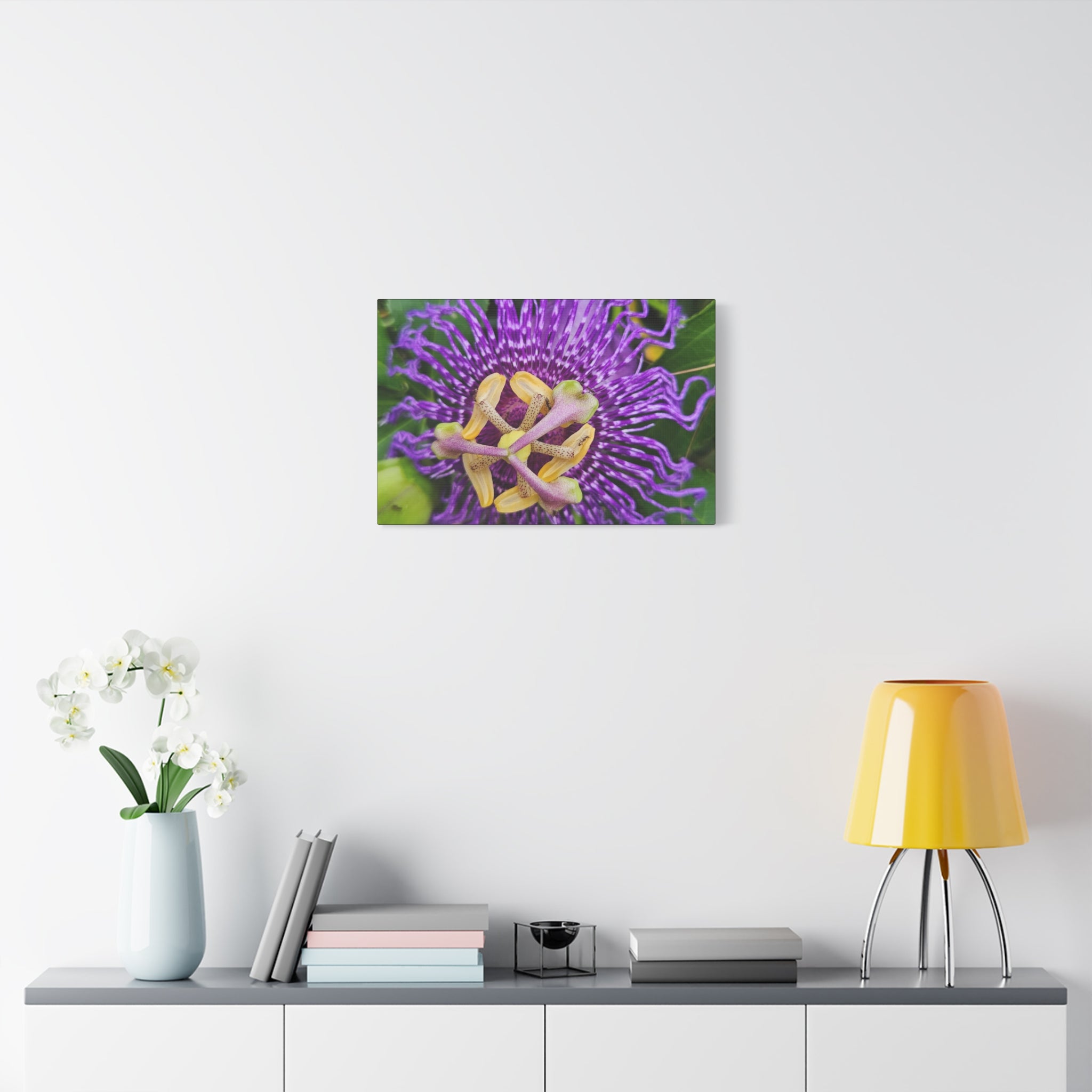Purple Passionflower Close-Up Matte Canvas Print (Stretched)